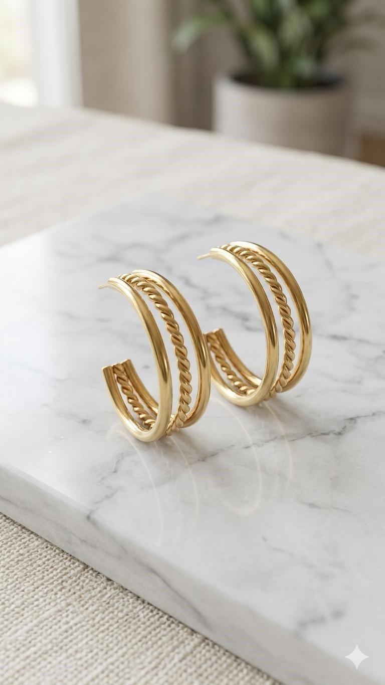 Çelik Küpe (Gold) Kp620