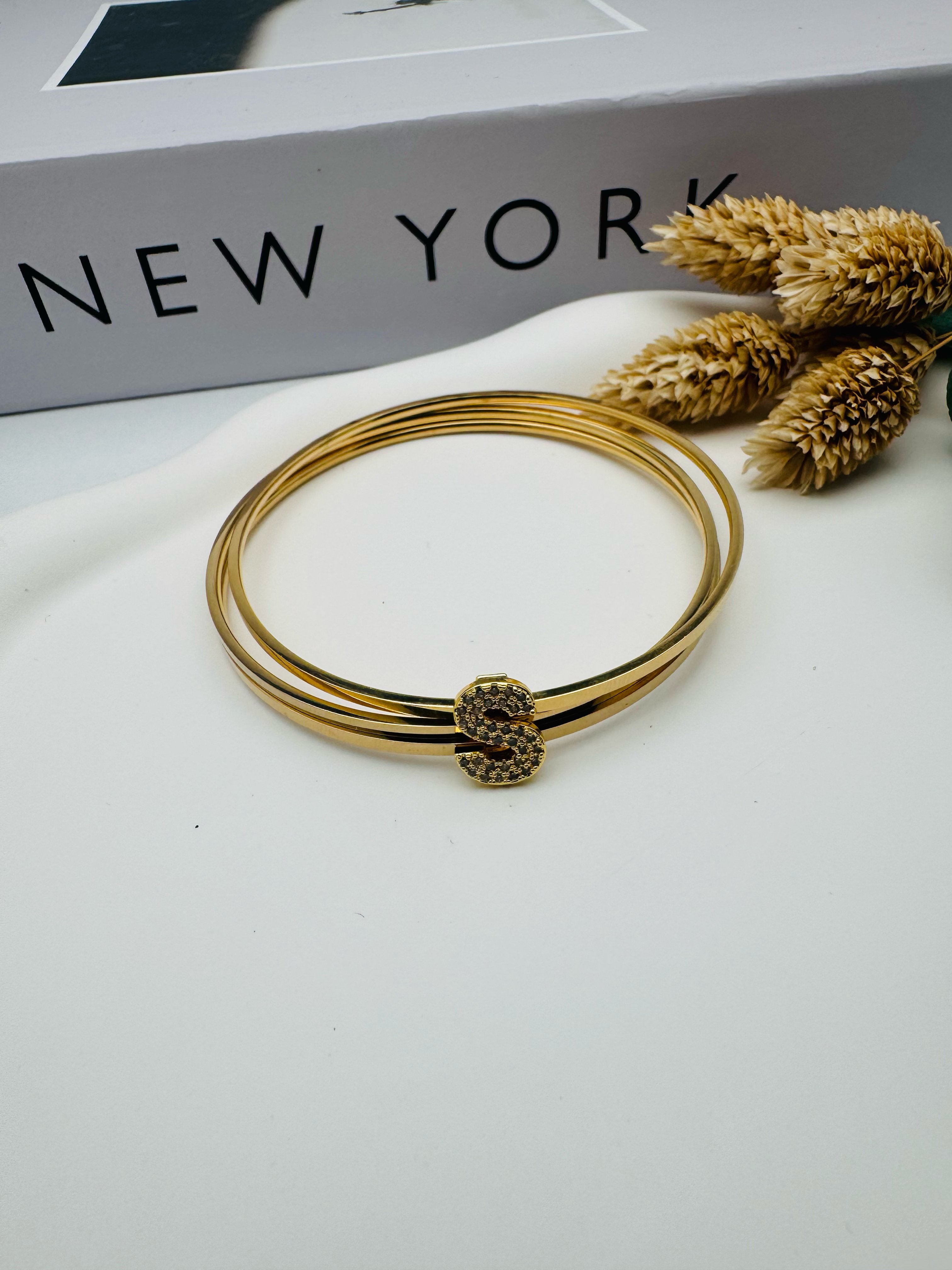 Charmlı Ajda Bilezik S Harfi  (Gold) 6mm 22080