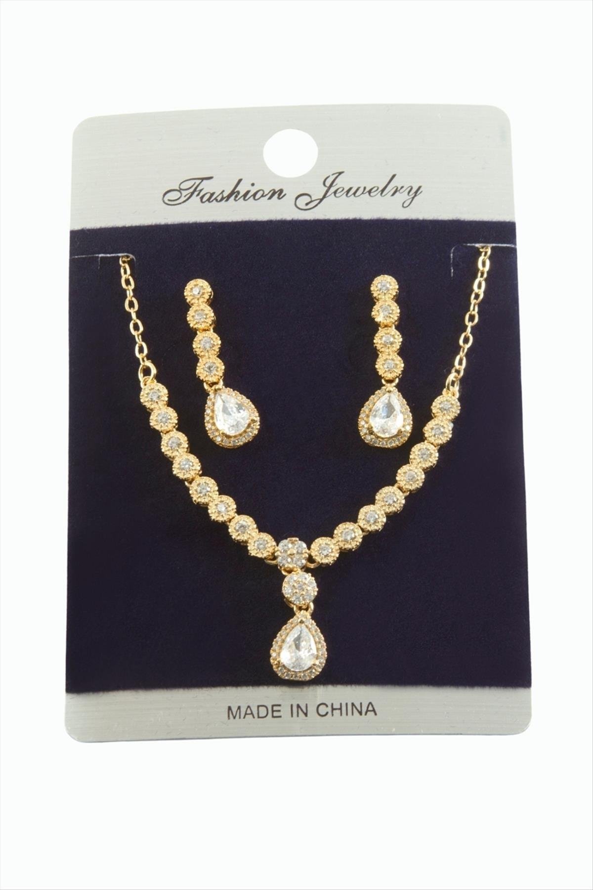 Damla Zirkon Taşlı Set Kolye