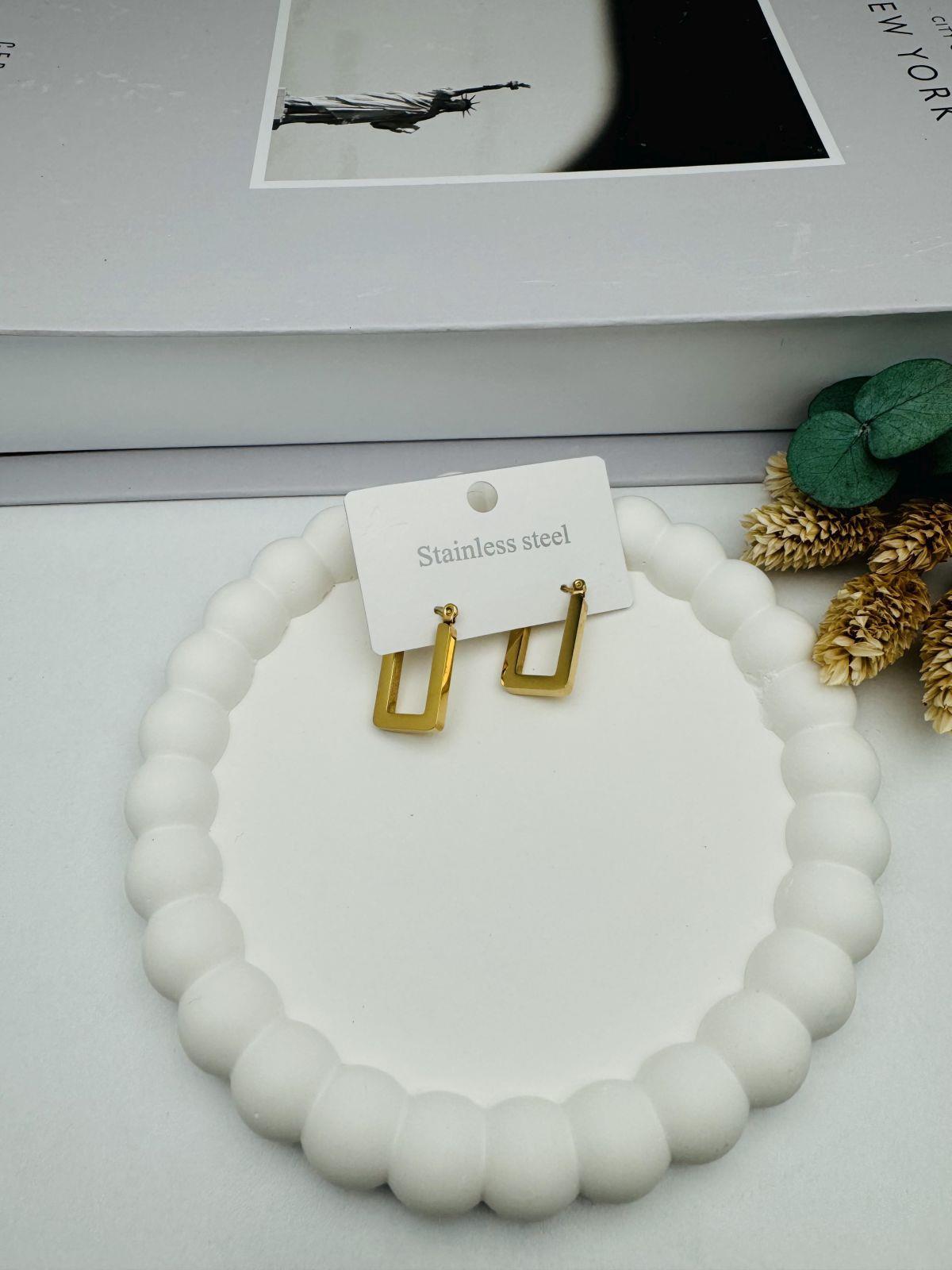 Dikdörtgen  Çelik Küpe KP372(GOLD)