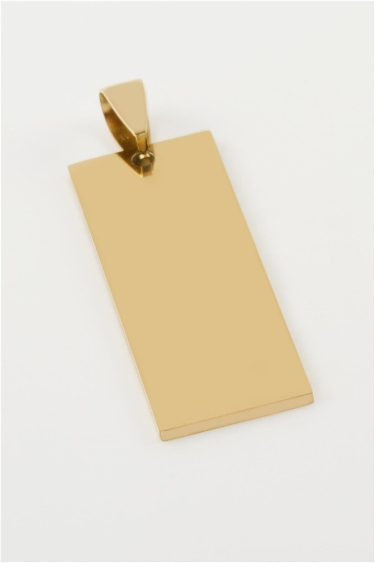 Dikdörtgen İsim Yazılabilir Çelik Kolye Ucu 1,6*3,5 cm