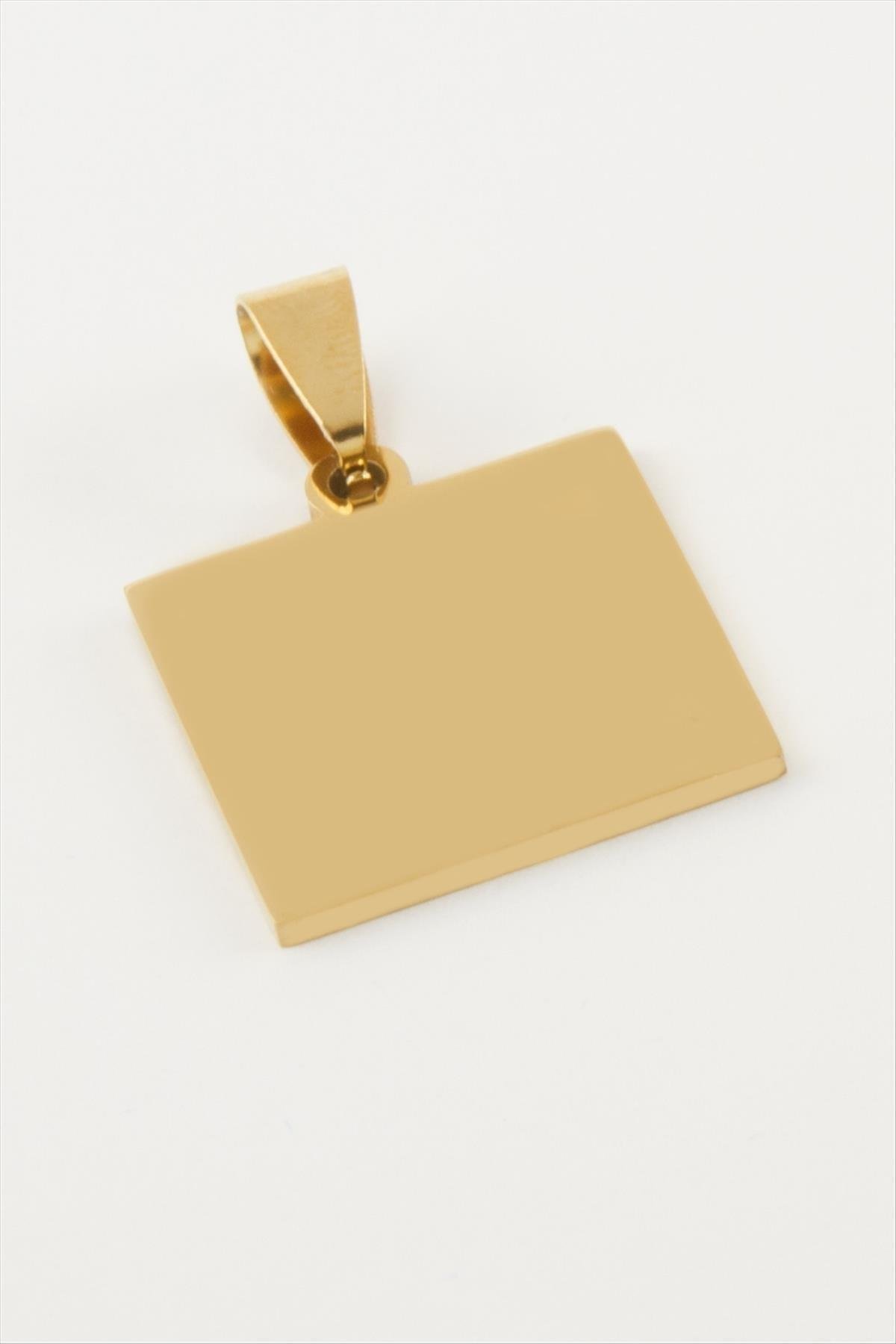 Kare İsim Yazılabilir Çelik Kolye Ucu 2*2 cm