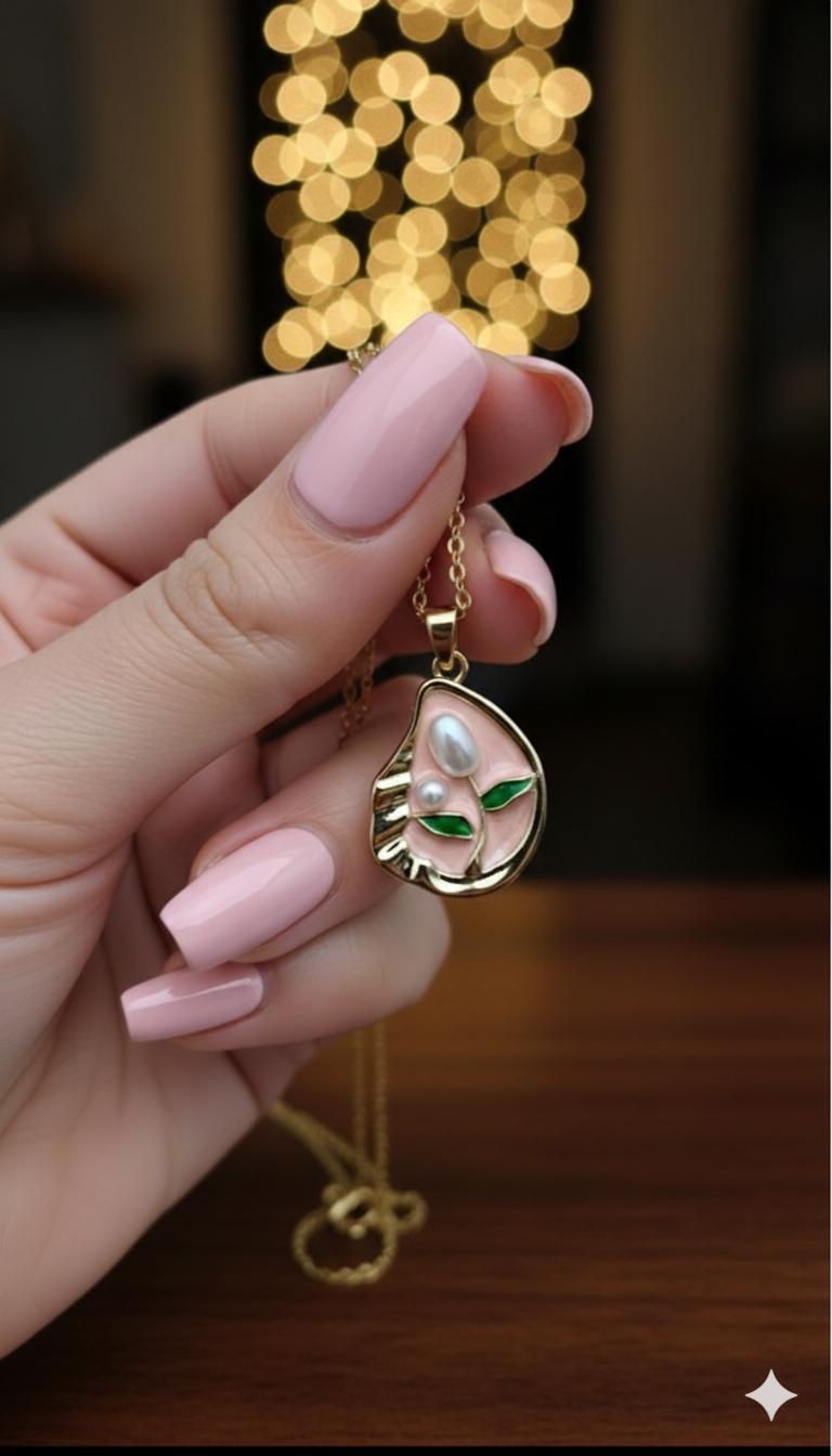 Mineli  Çelik Kolye (Gold) 010728