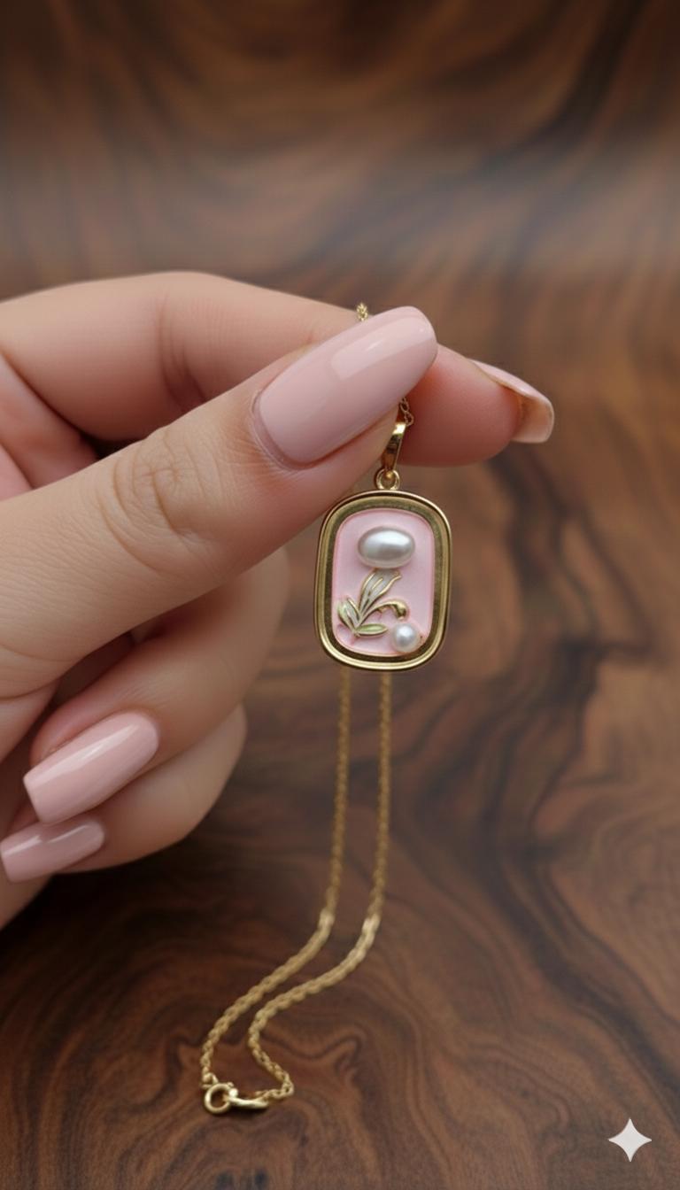 Mineli  Çelik Kolye (Gold) 010733