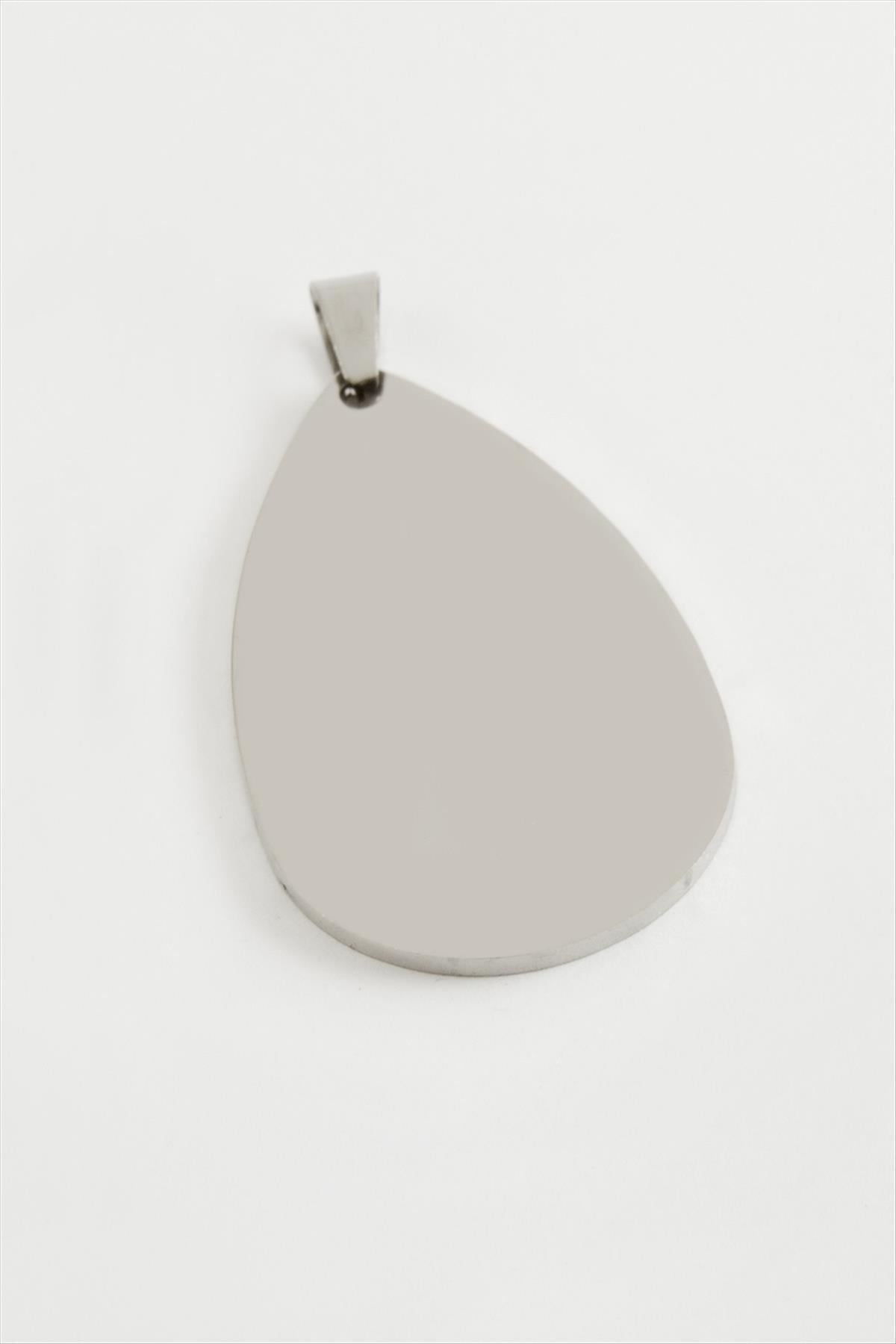 Oval İsim Yazılabilir Çelik Kolye Ucu 5 cm
