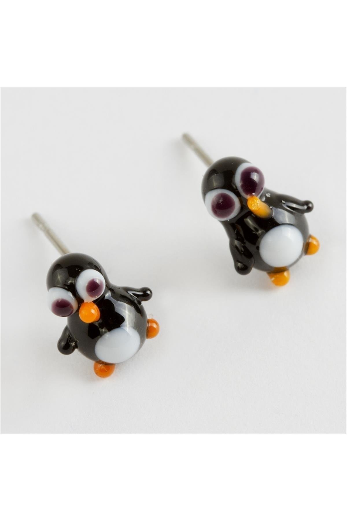 Penguen Cam Küpe