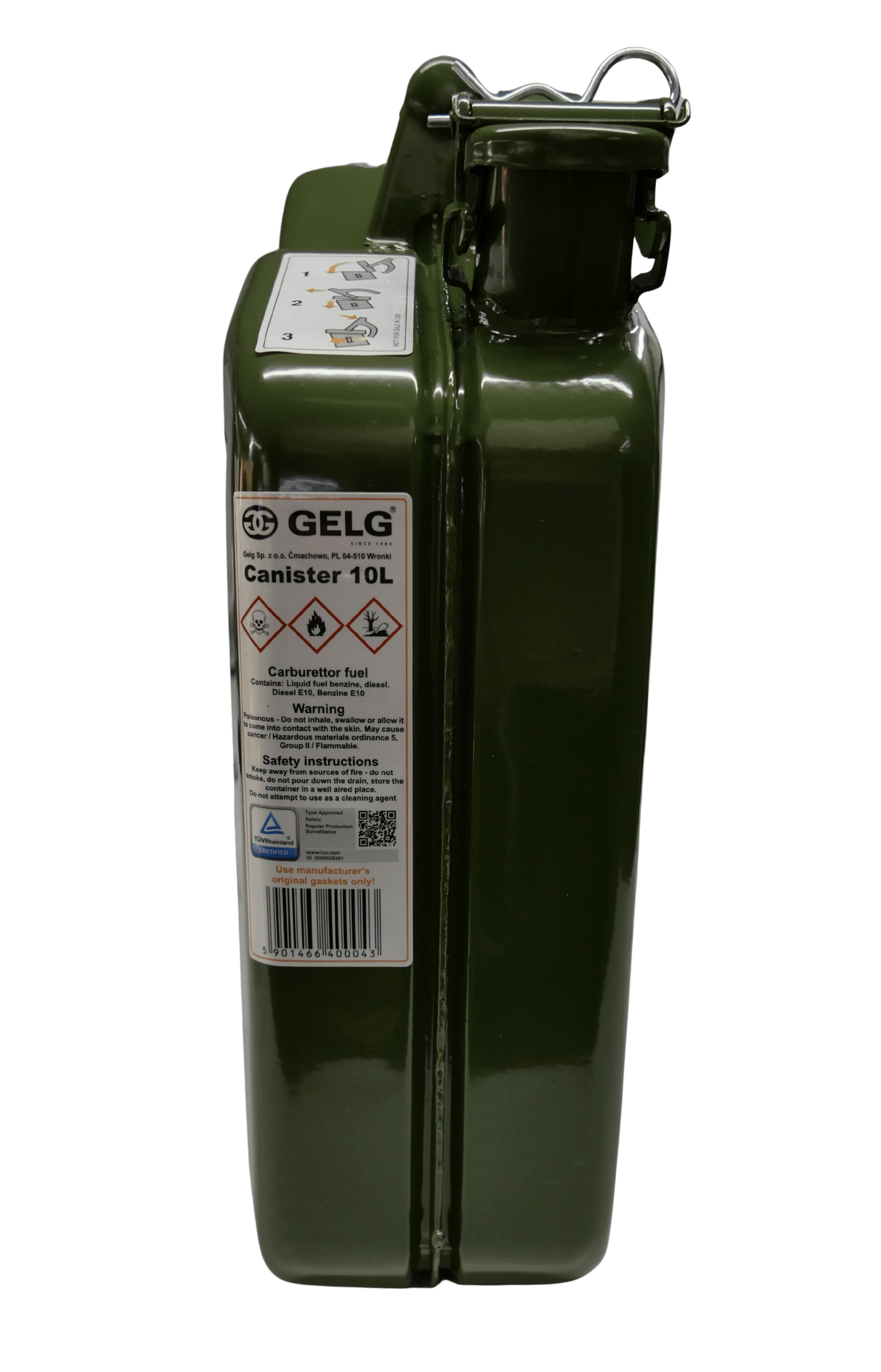 Gelg 10 Litre Metal Benzin Bidonu - Asker Yeşili