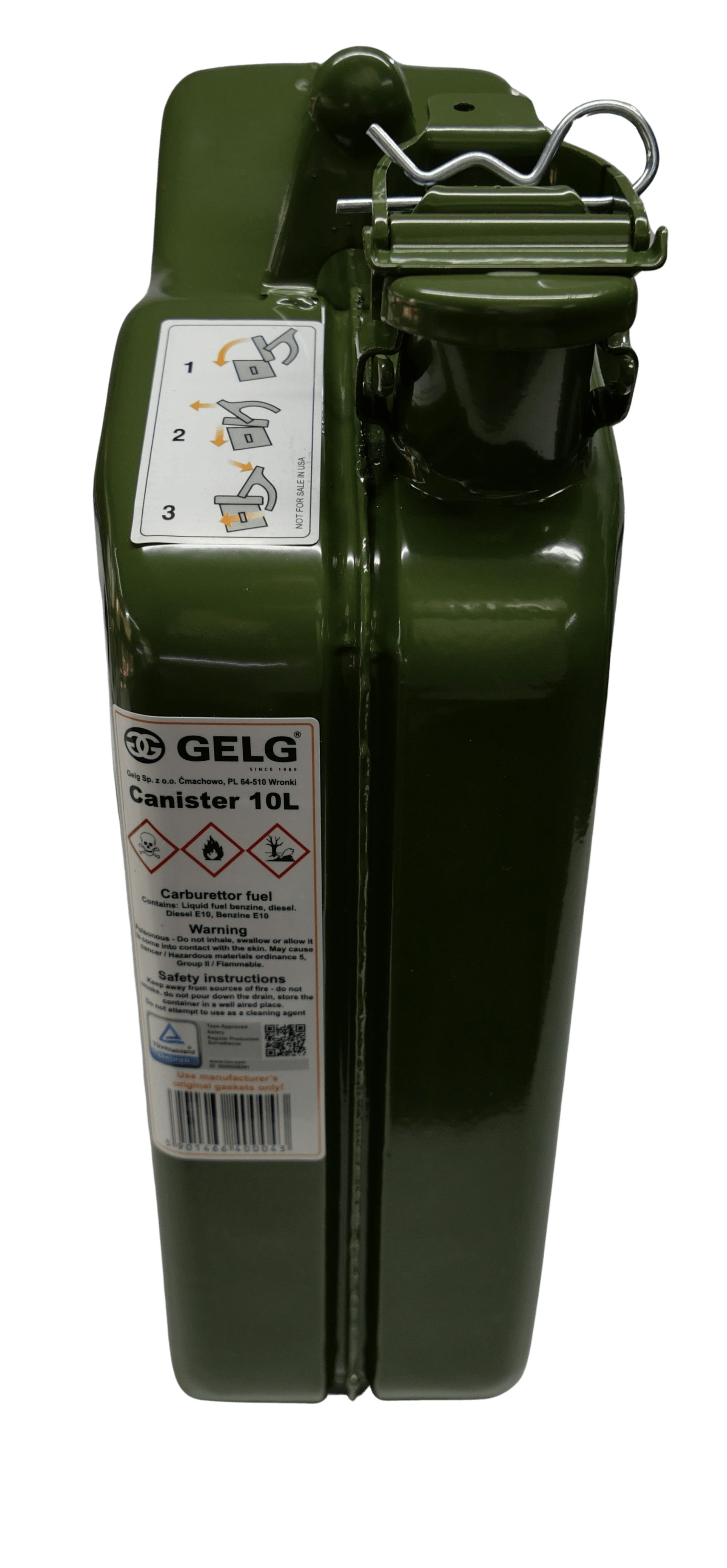 Gelg 10 Litre Metal Benzin Bidonu - Asker Yeşili