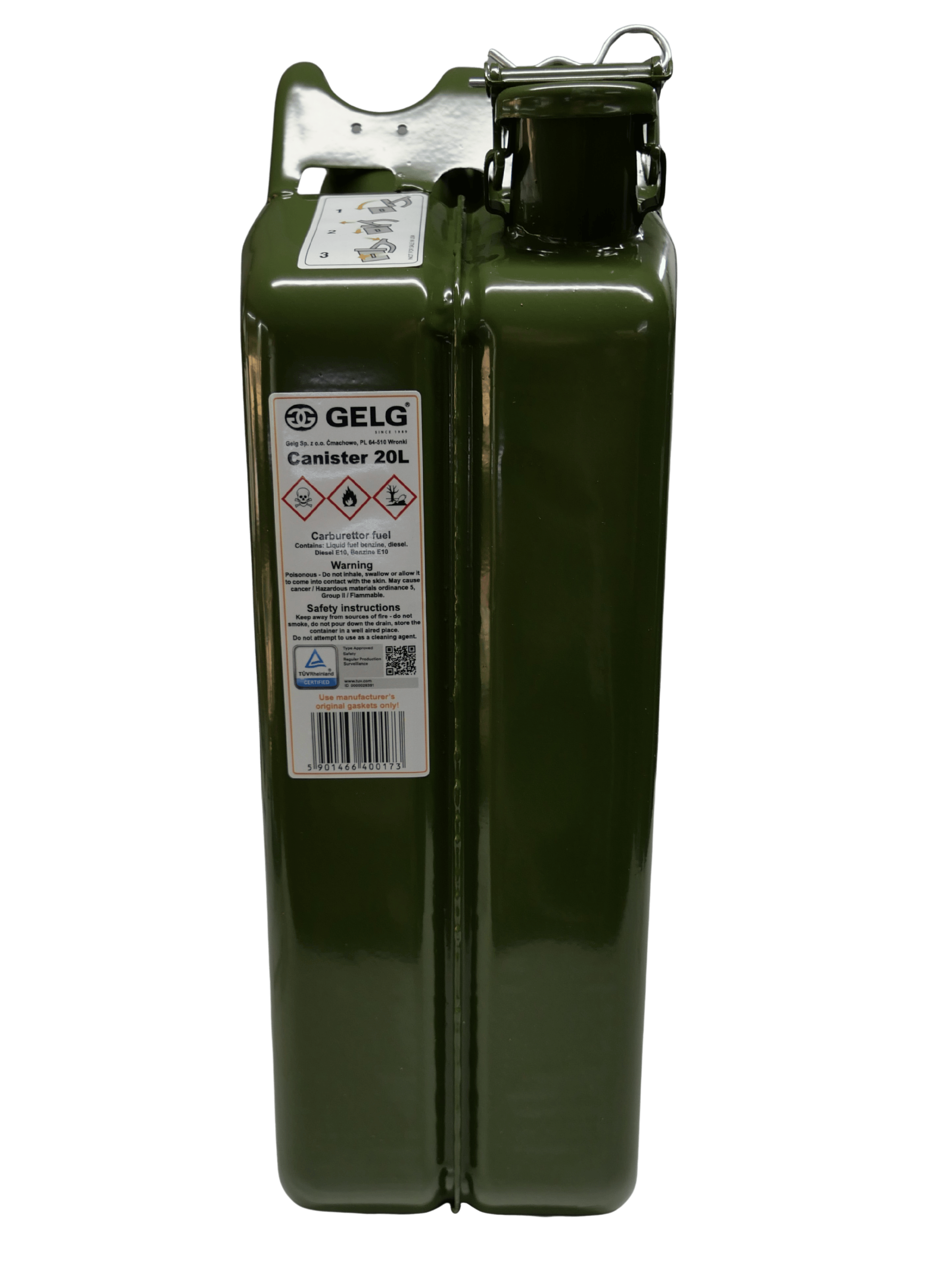 Gelg 20 Litre Metal Benzin Bidonu - Asker Yeşili Renkli
