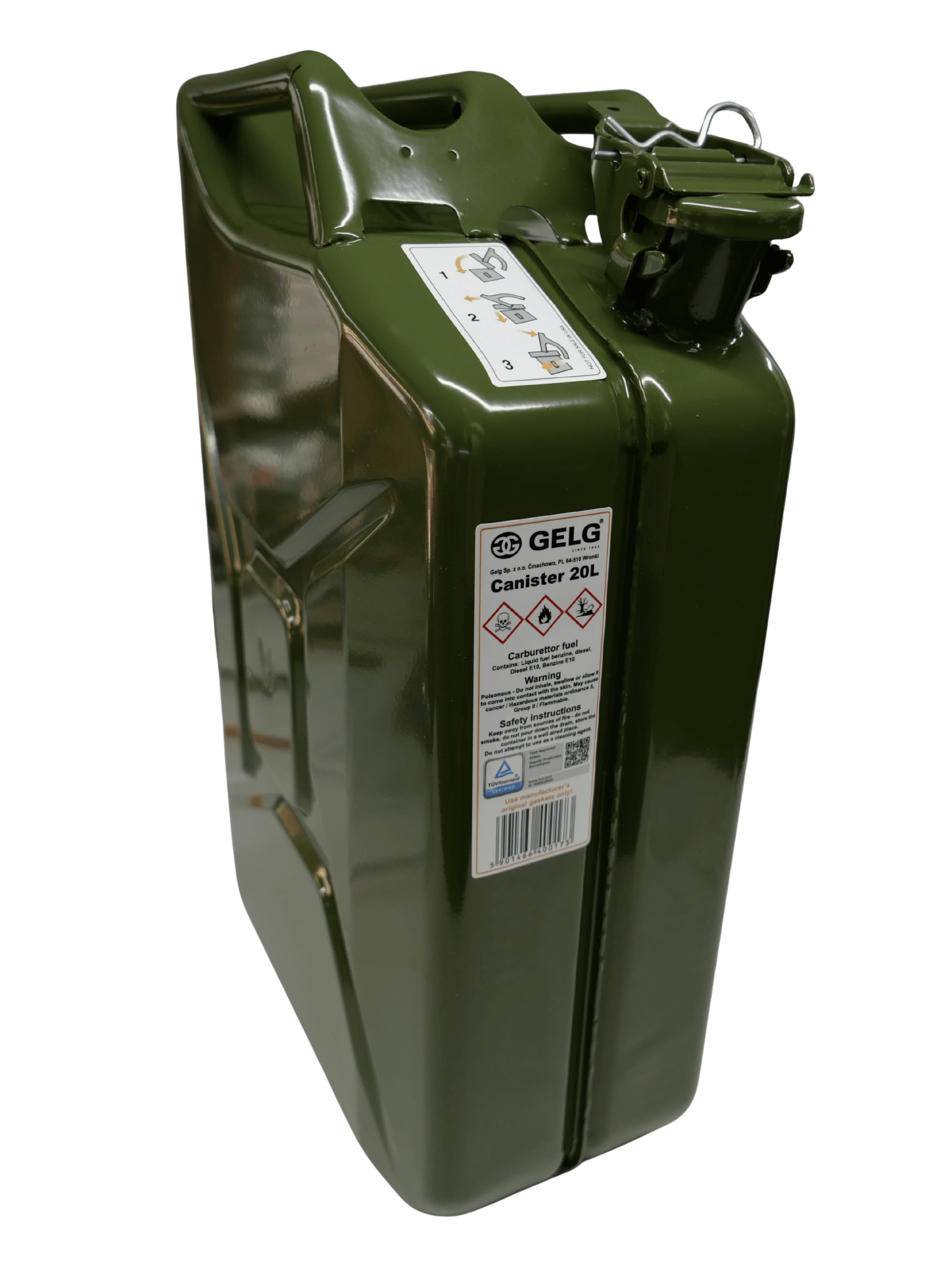 Gelg 20 Litre Metal Benzin Bidonu - Asker Yeşili Renkli