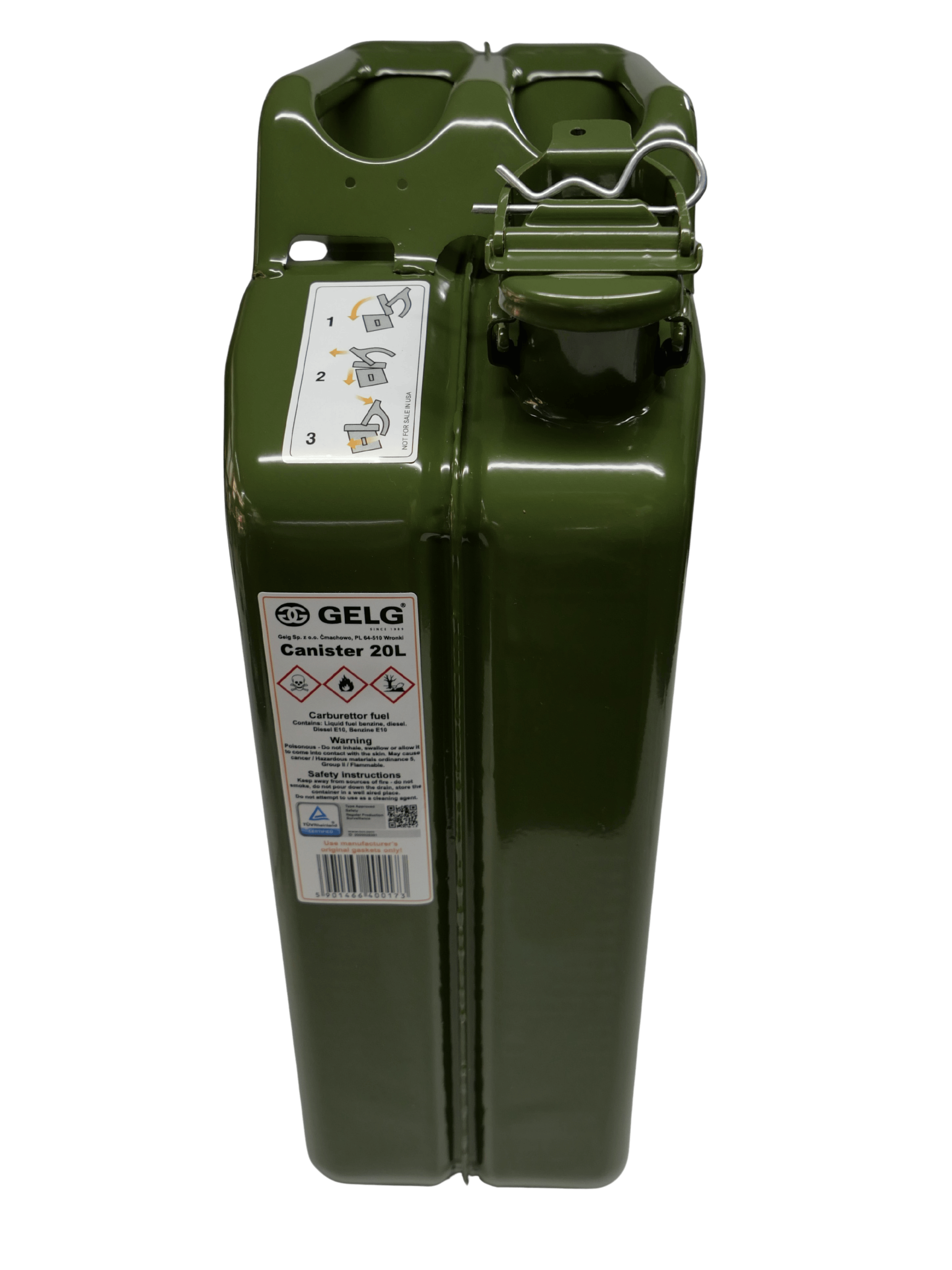 Gelg 20 Litre Metal Benzin Bidonu - Asker Yeşili Renkli