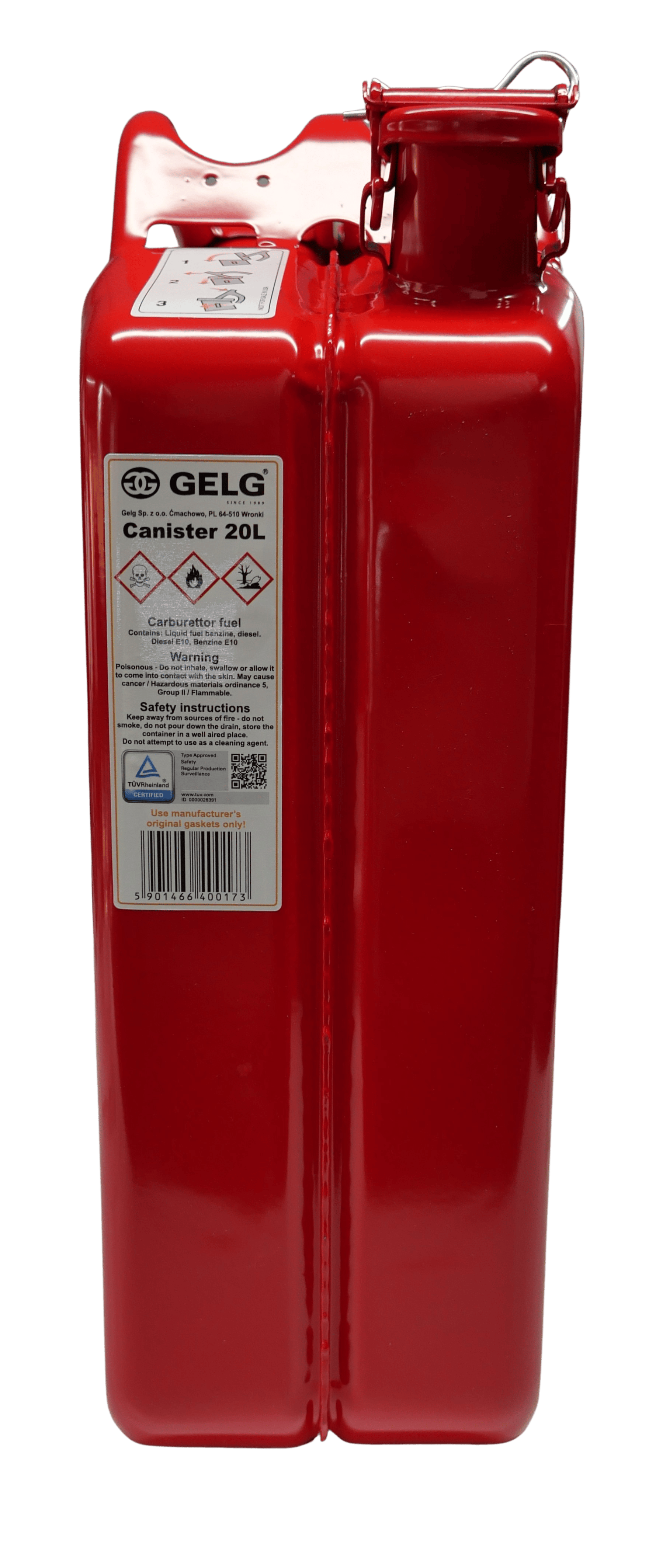 Gelg 20 Litre Metal Benzin Bidonu - Kırmızı