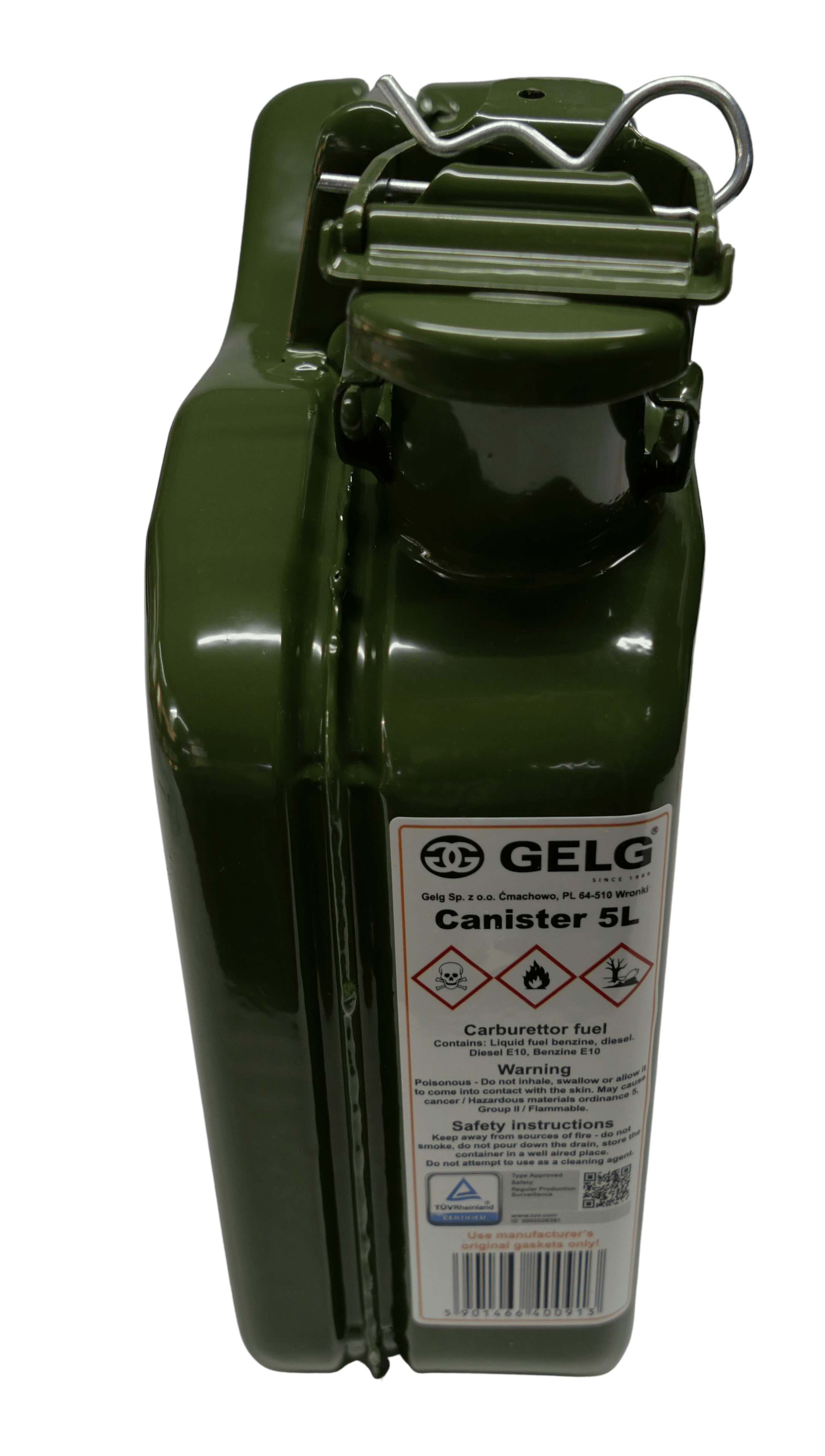 Gelg 5 Litre Metal Benzin Bidonu - Asker Yeşili