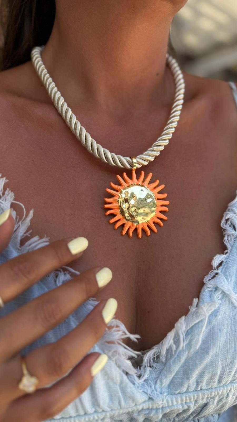 HALAT GÜNEŞ KOLYE (TURUNCU)