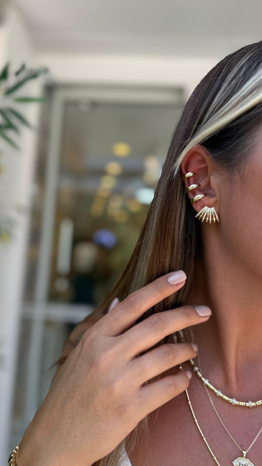 SESİ KOMBİN (ÖZEL SERİ) EARCUFF & KÜPE (14K) 