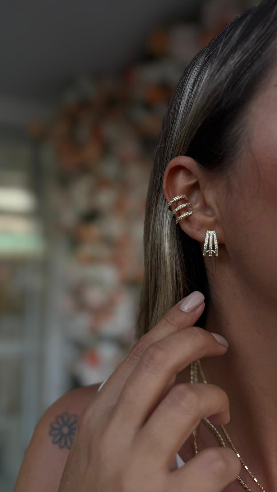 SESİ KOMBİN (ÖZEL SERİ) EARCUFF & KÜPE (14K) 