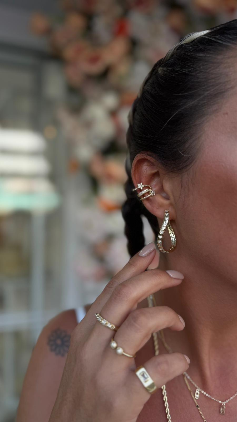 SESİ KOMBİN (ÖZEL SERİ) EARCUFF & KÜPE (14K)
