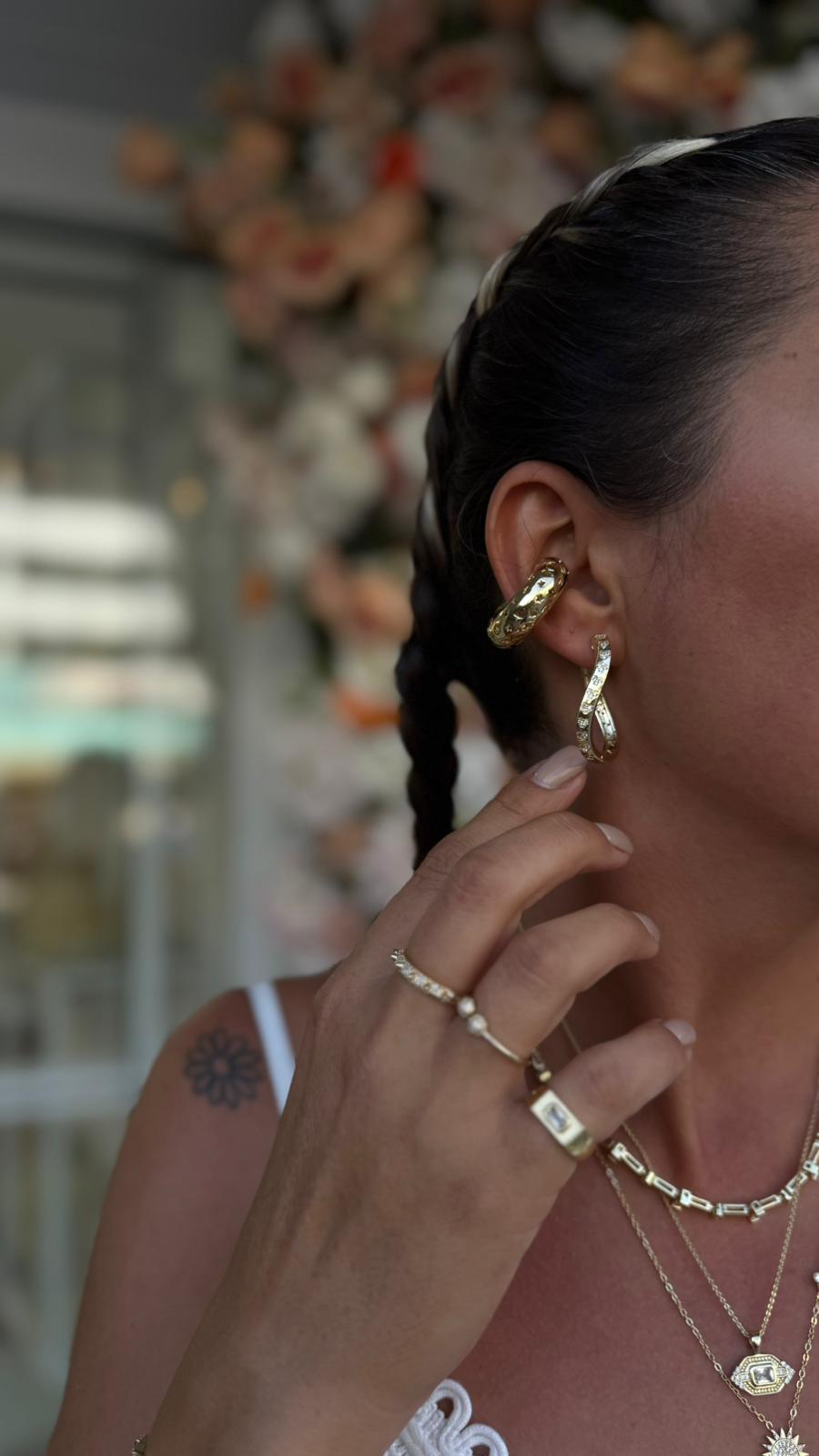 SESİ KOMBİN (ÖZEL SERİ) EARCUFF & KÜPE (14K)
