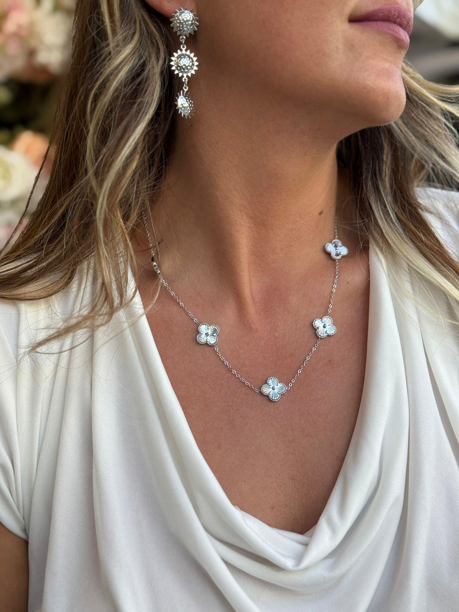 SESİ KOMBİN (ÖZEL SERİ) KOLYE VE KÜPE SILVER