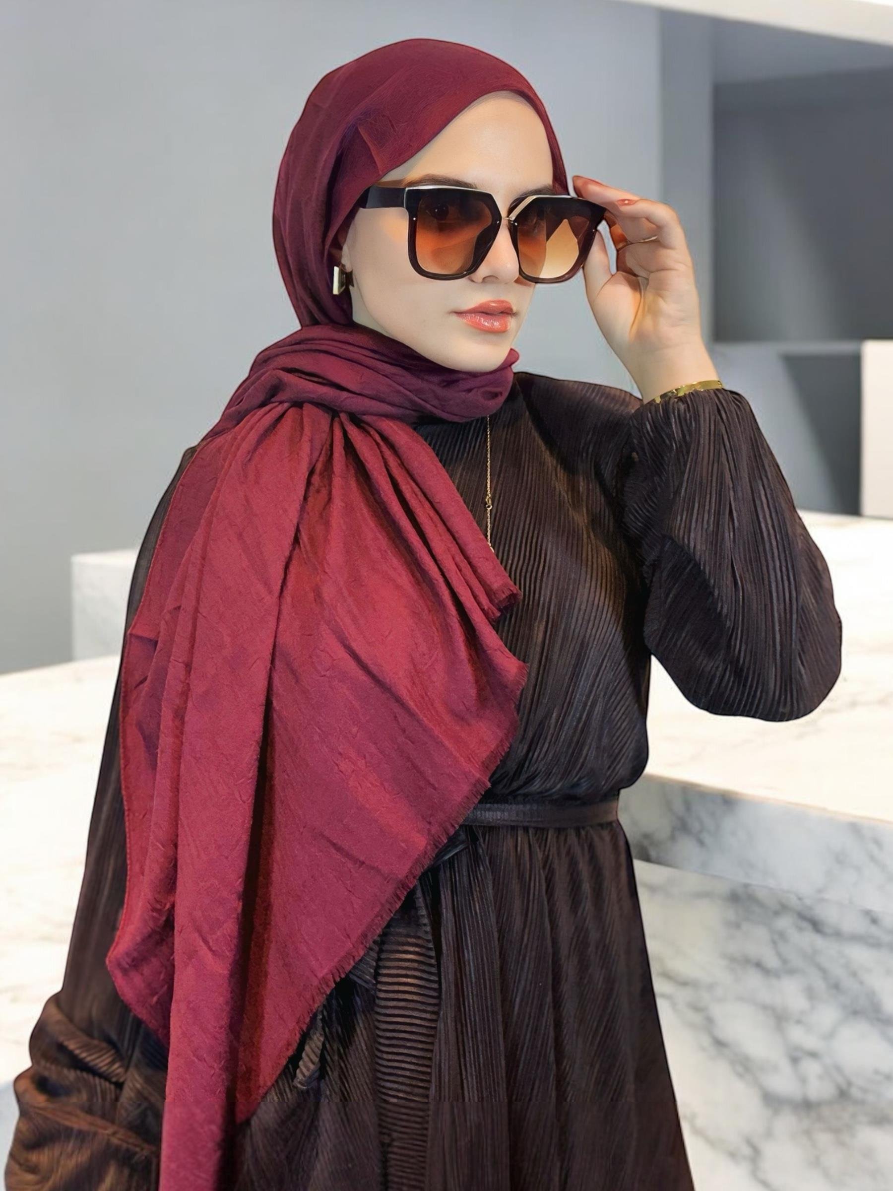 Bambu Kraş Şal Bordo