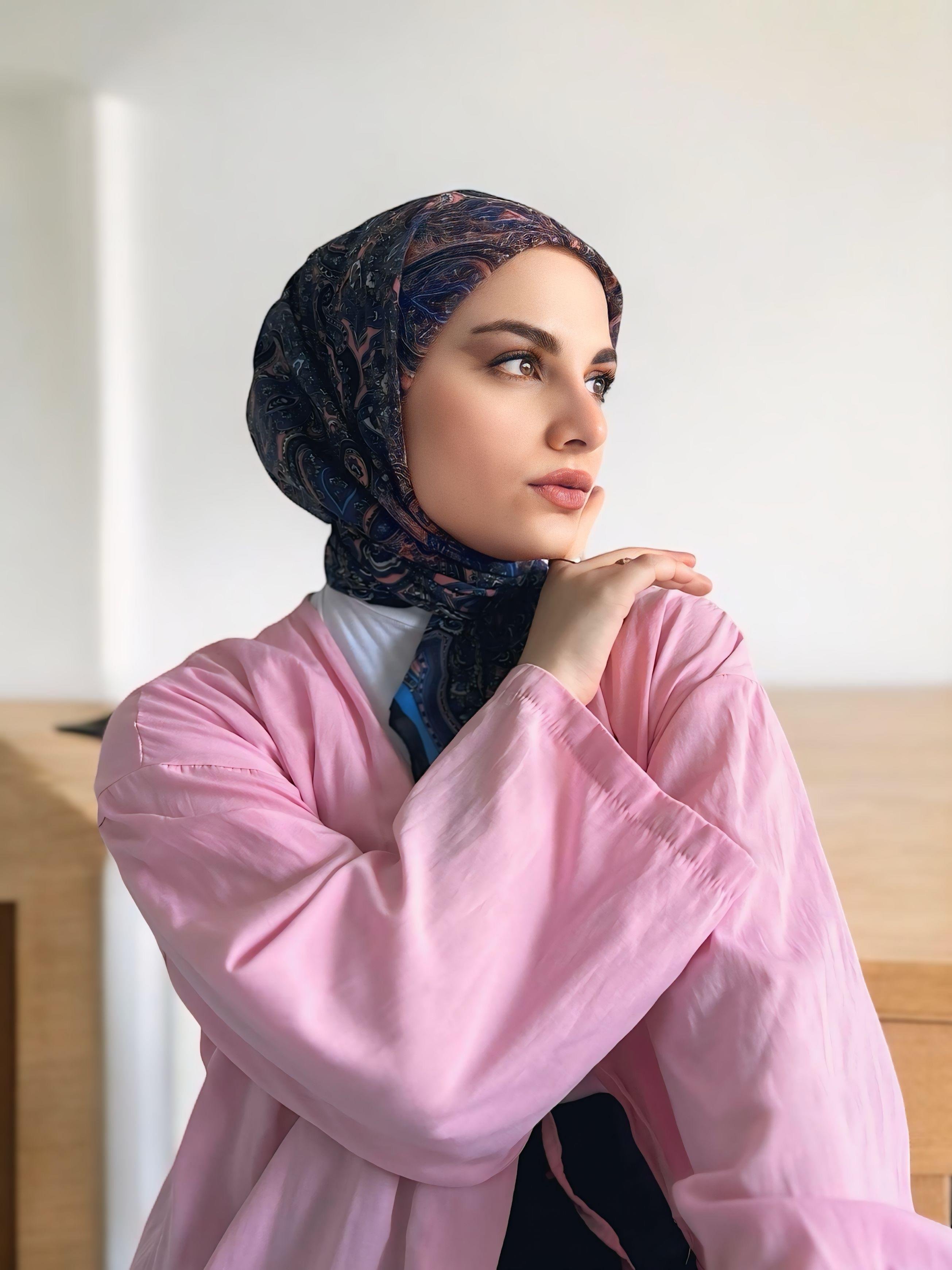 Digital Baskılı Pamuklu Eşarp Jevel Desen Pembe
