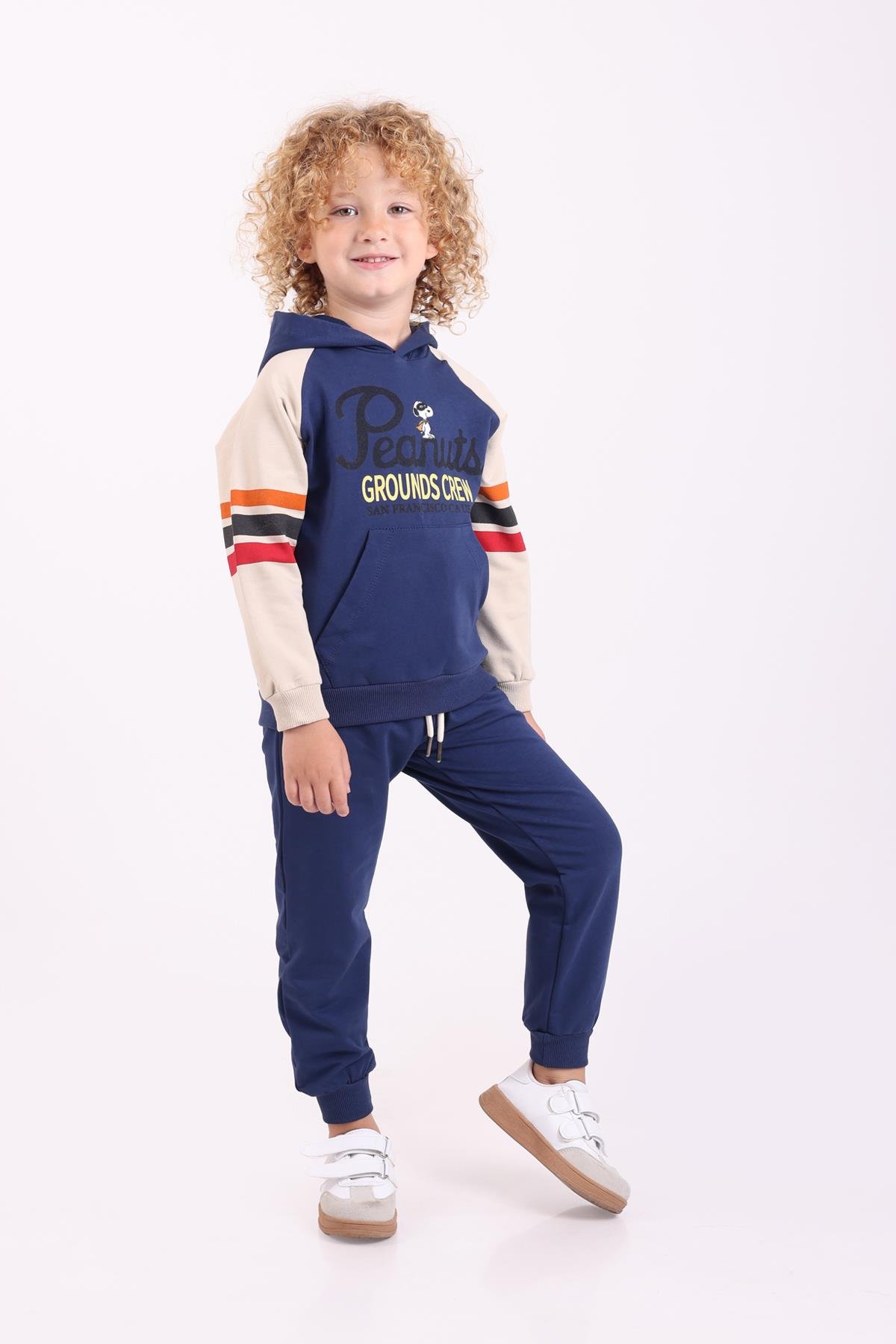 LACİVERT PEANUTS  BASKILI İKİLİ TAKIM