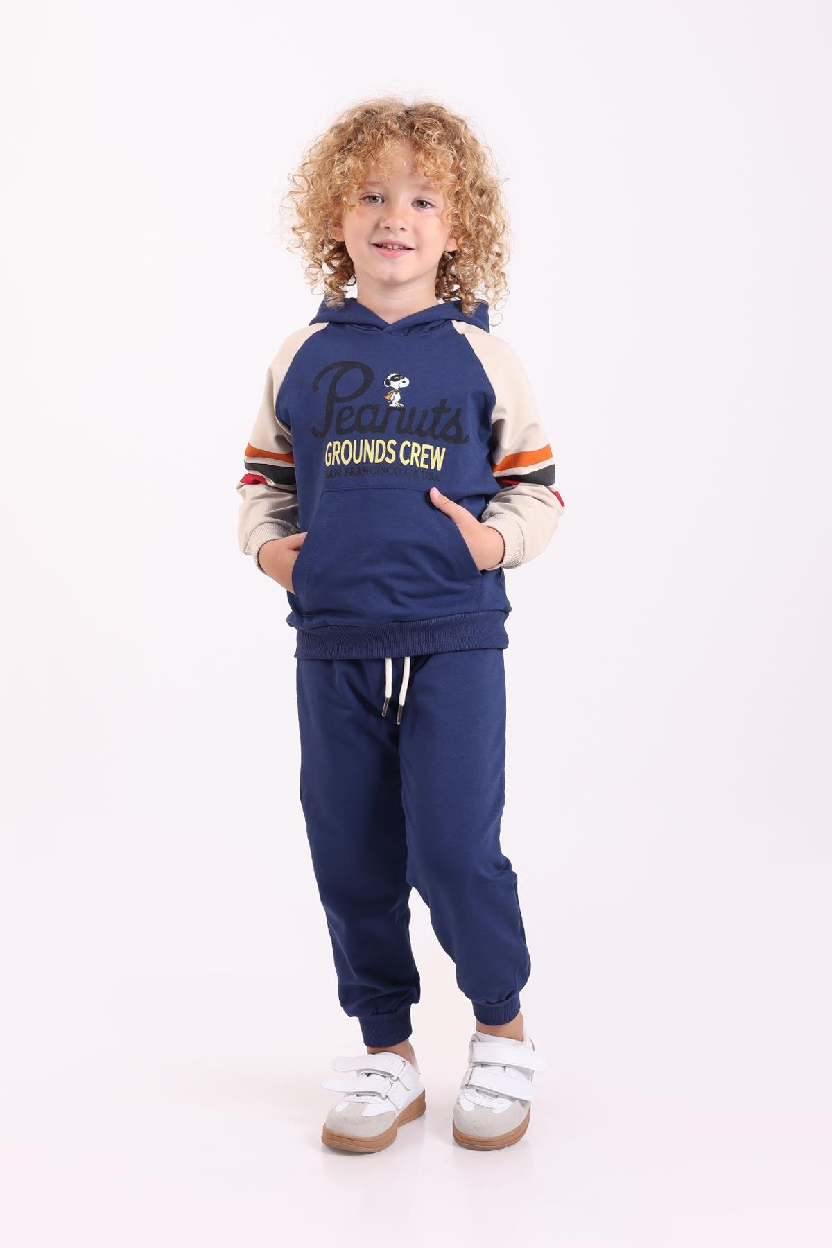 LACİVERT PEANUTS  BASKILI İKİLİ TAKIM