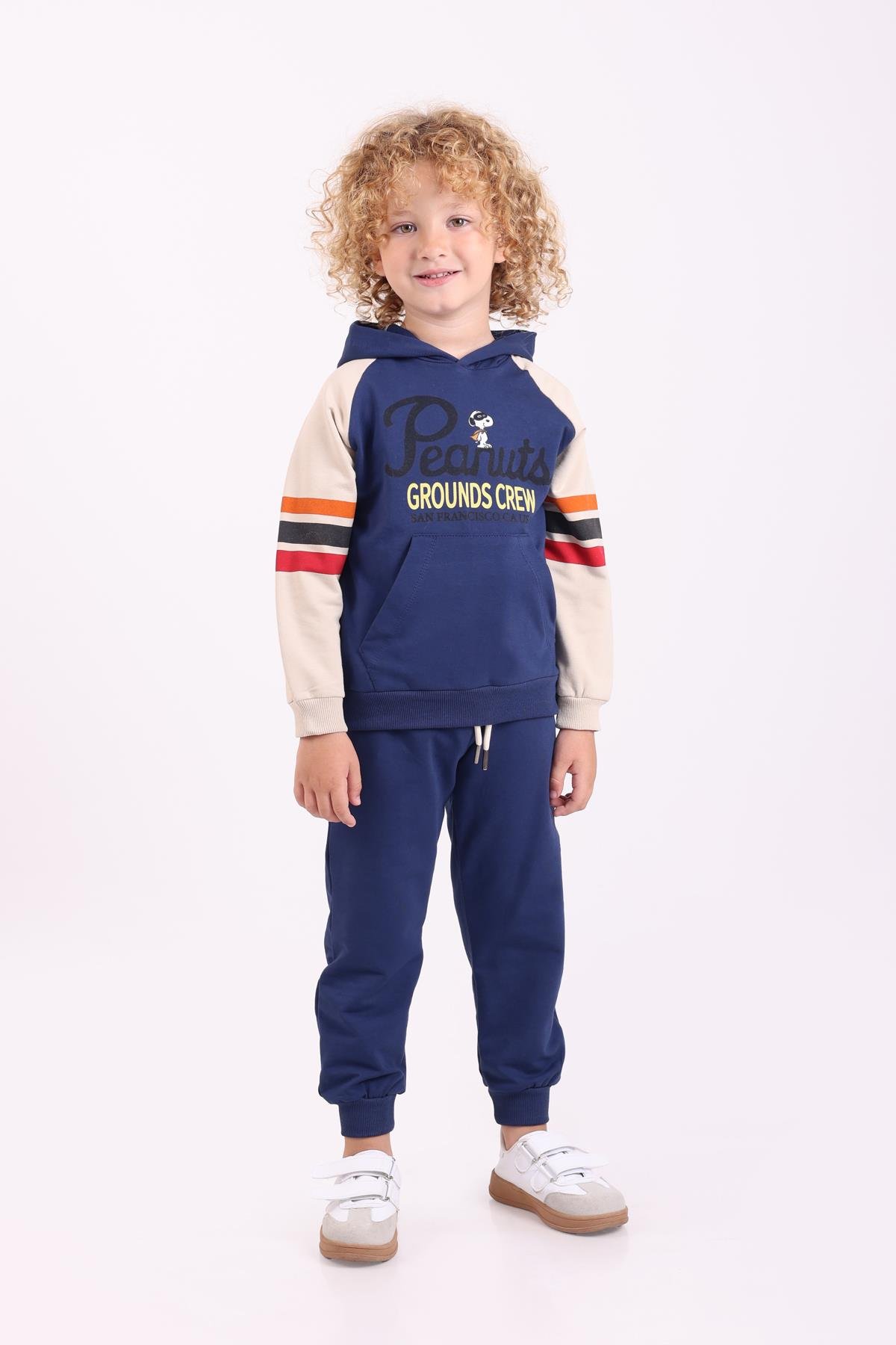 LACİVERT PEANUTS  BASKILI İKİLİ TAKIM