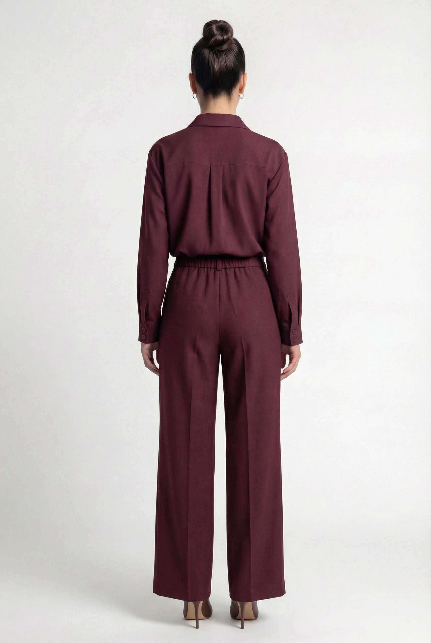 Bordo-ML48009 Bol Kesim Pantolon