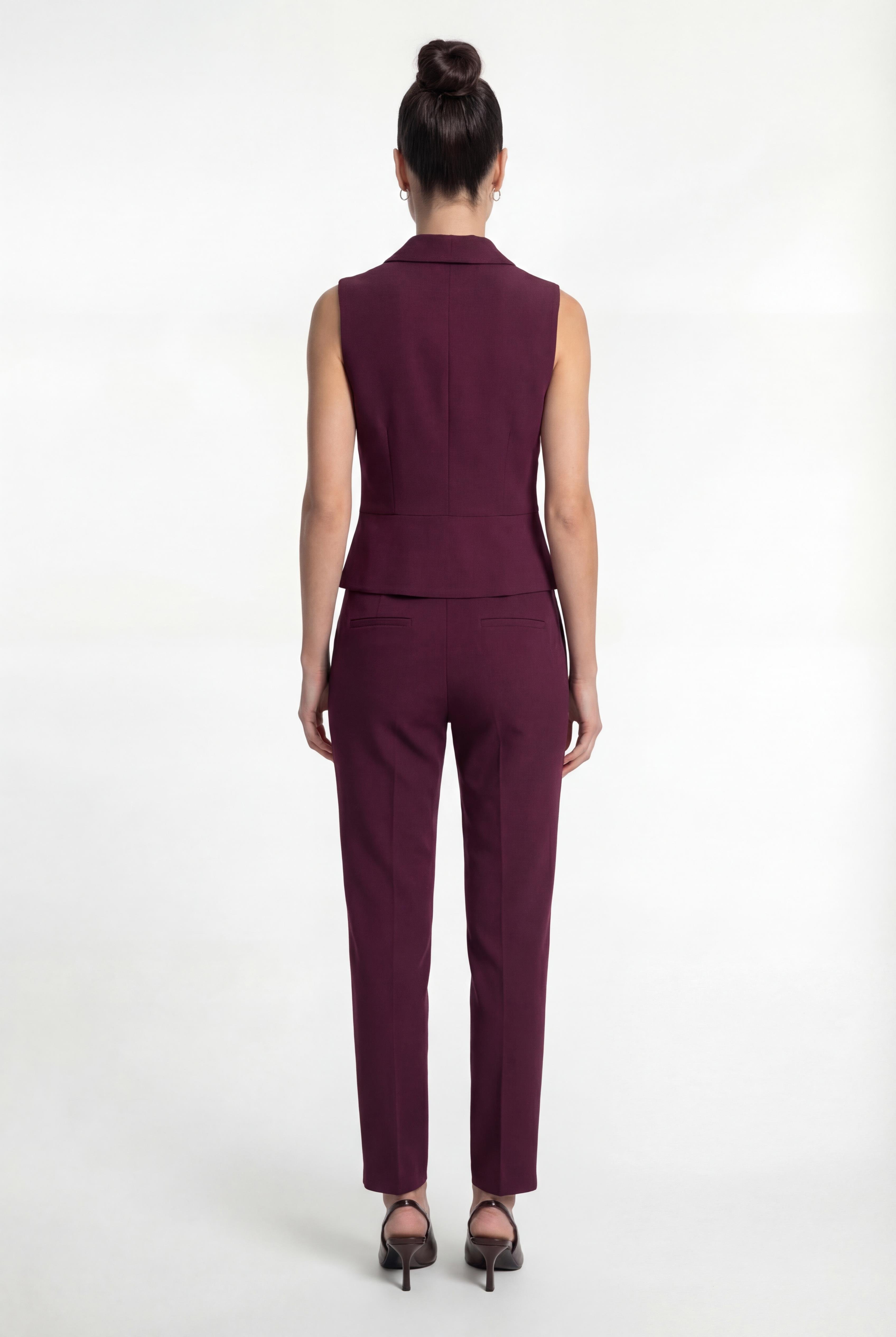 Bordo-ML98016 Leopar Astarlı Belden Oturan Yelek