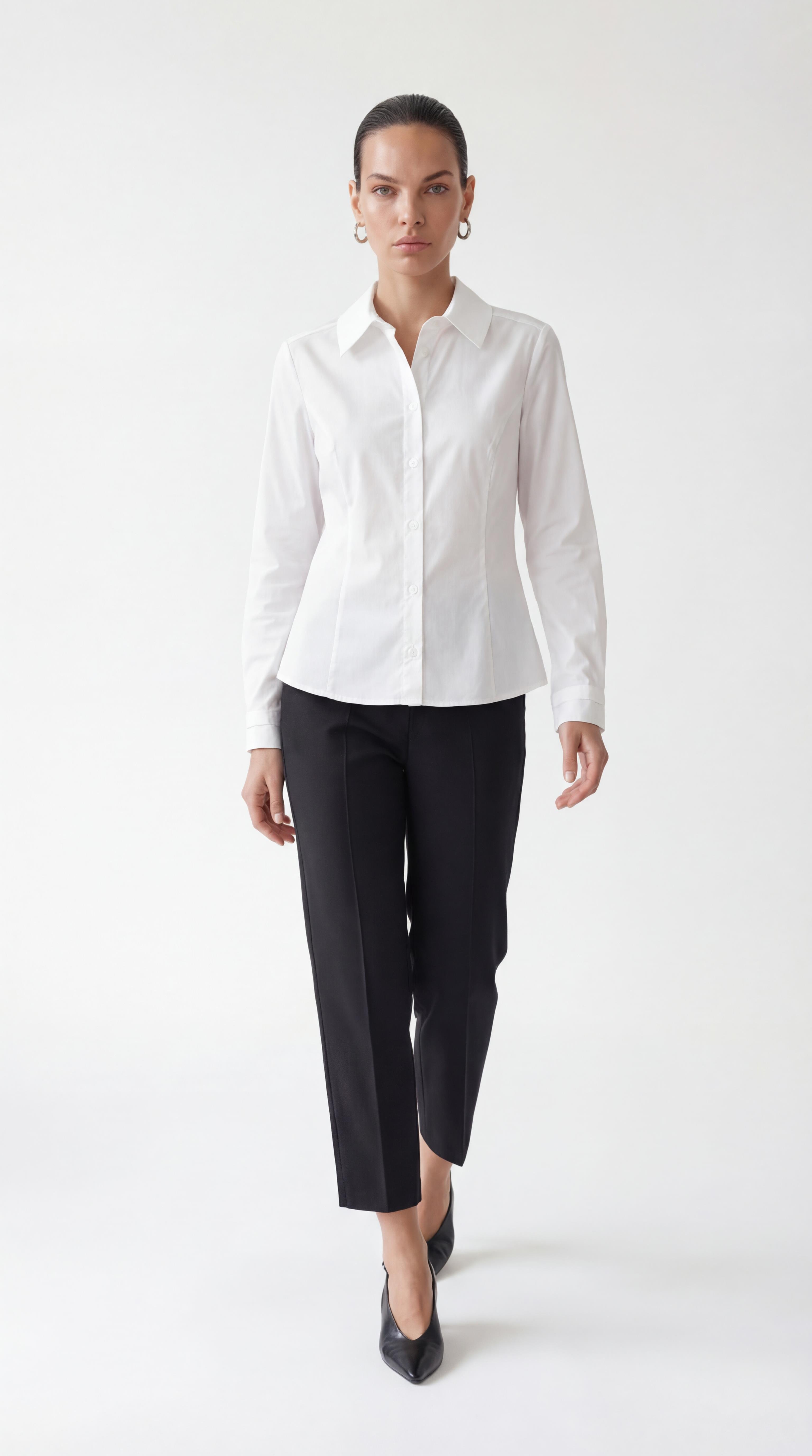 Ekru-ML28006 Fit Form Poplin Gömlek