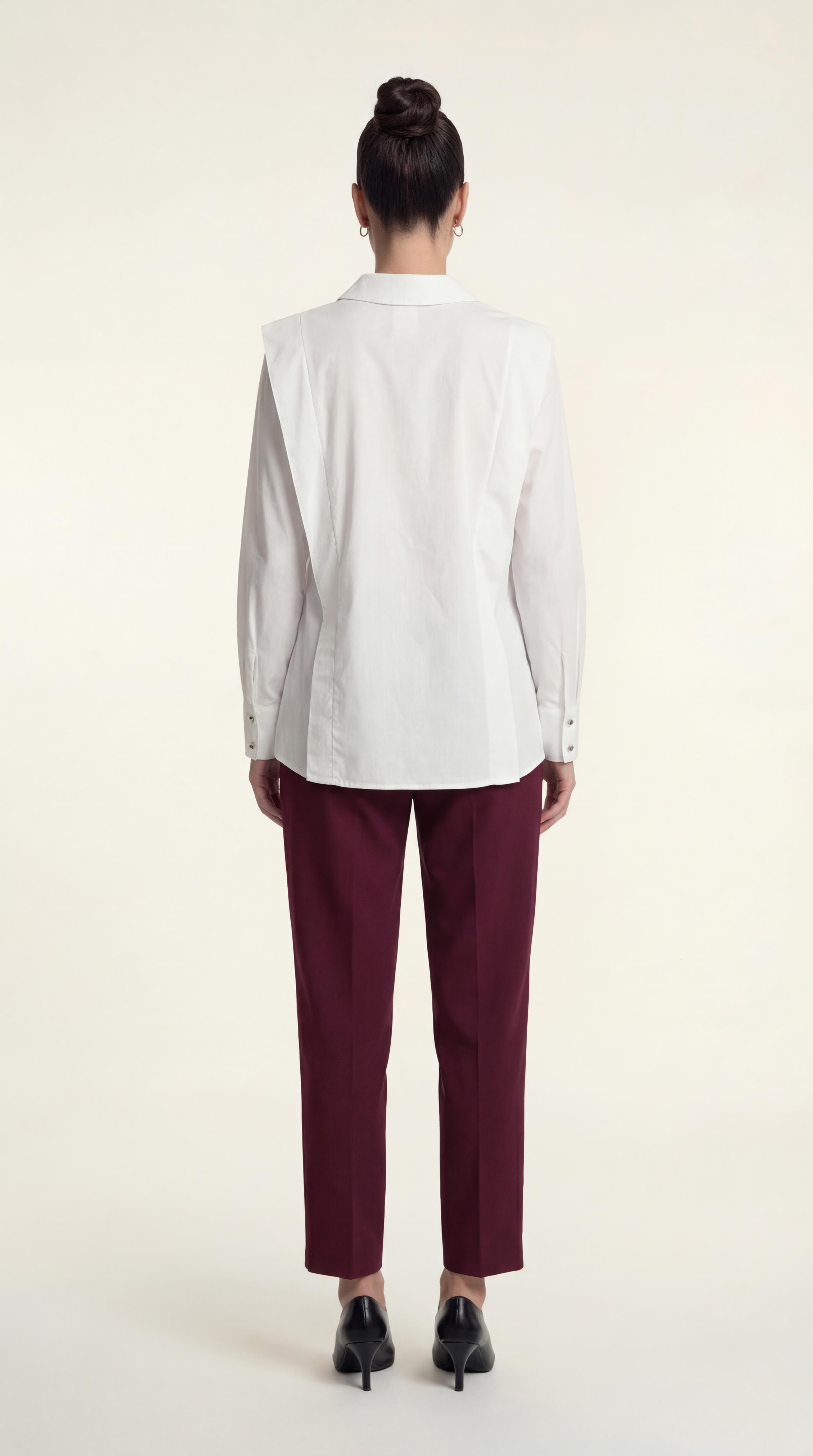 Ekru-ML28030 Aller Detaylı Poplin Gömlek