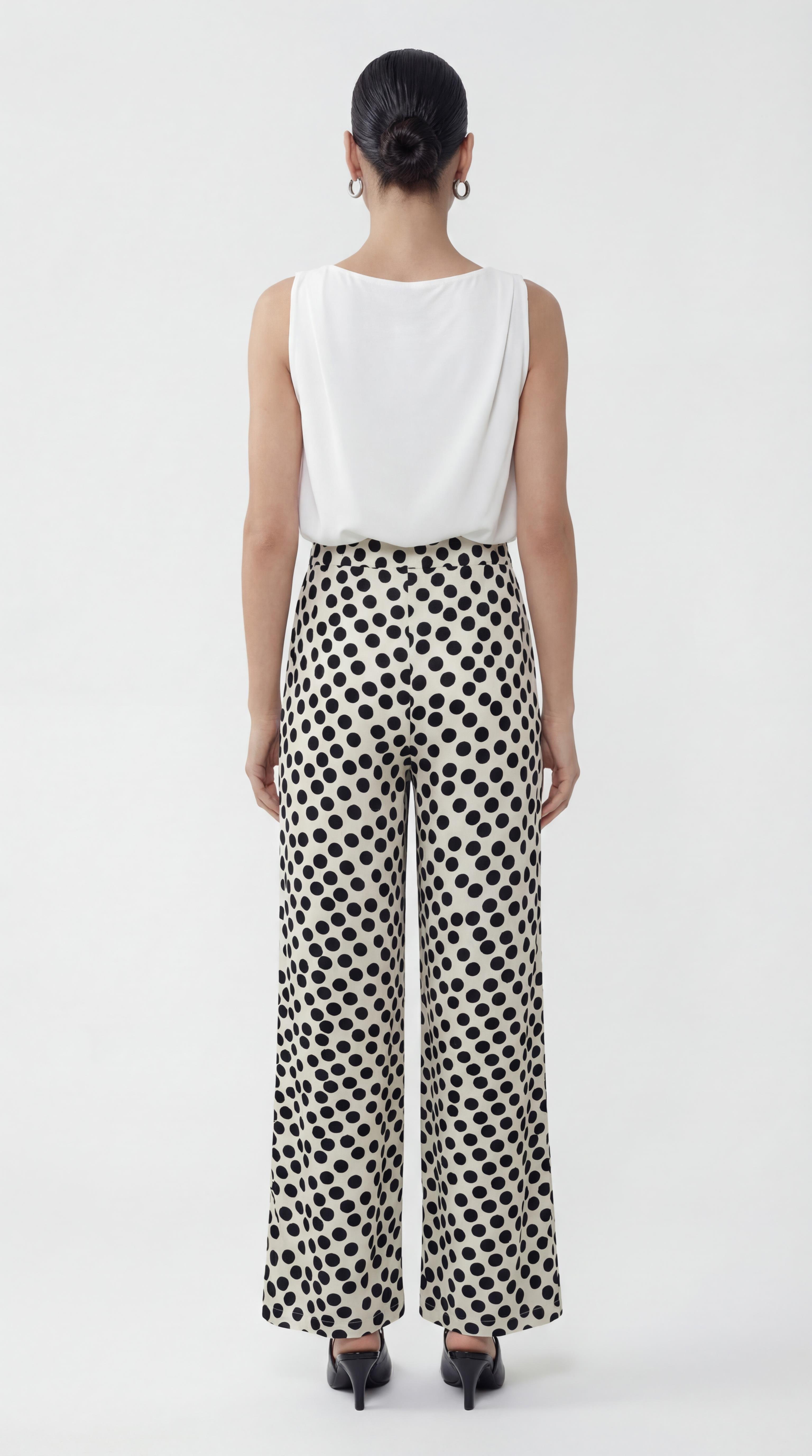 Siyah-ML48001 Beli Lastikli Bol K esim Puantiye Pantolon