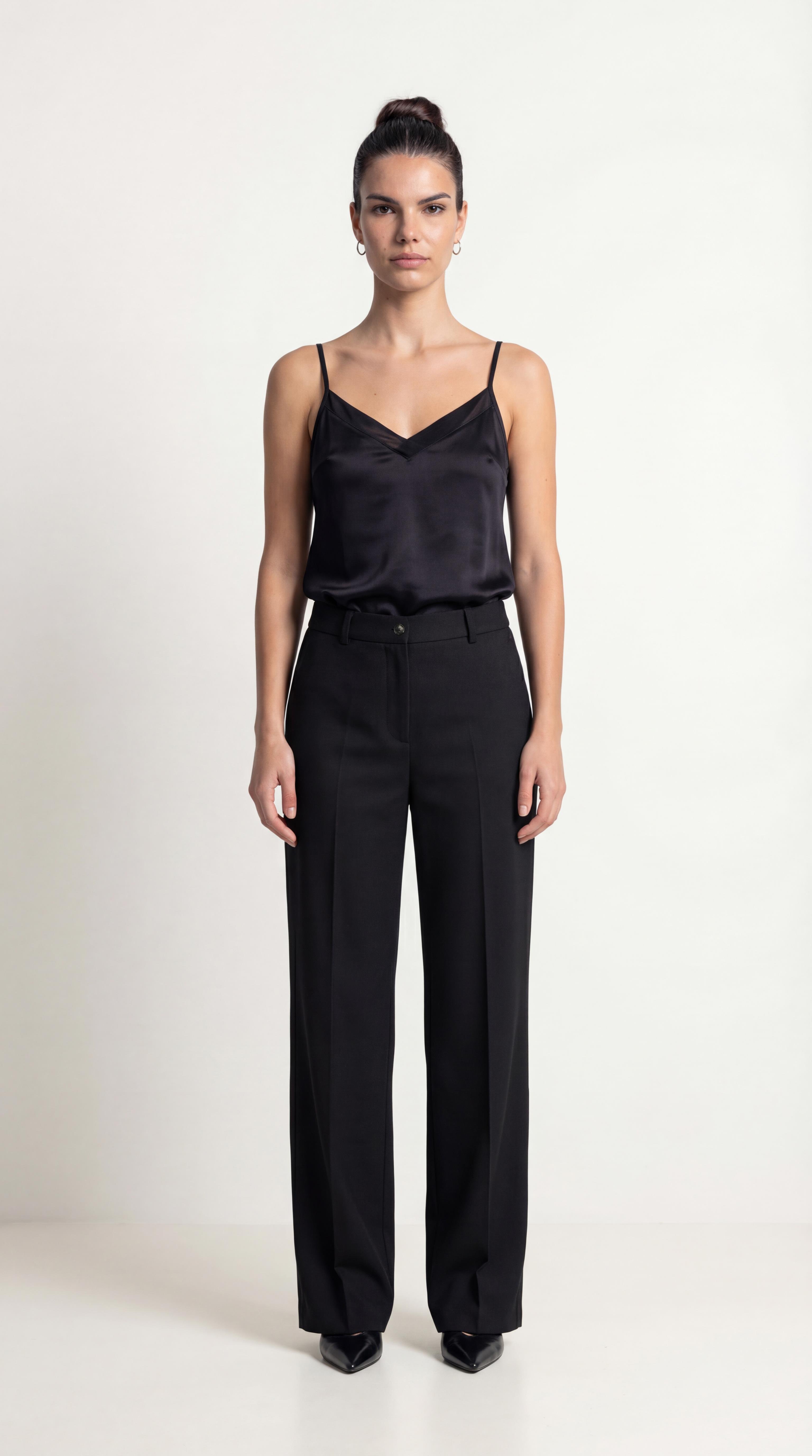 Siyah-ML48009 Bol Kesim Pantolon