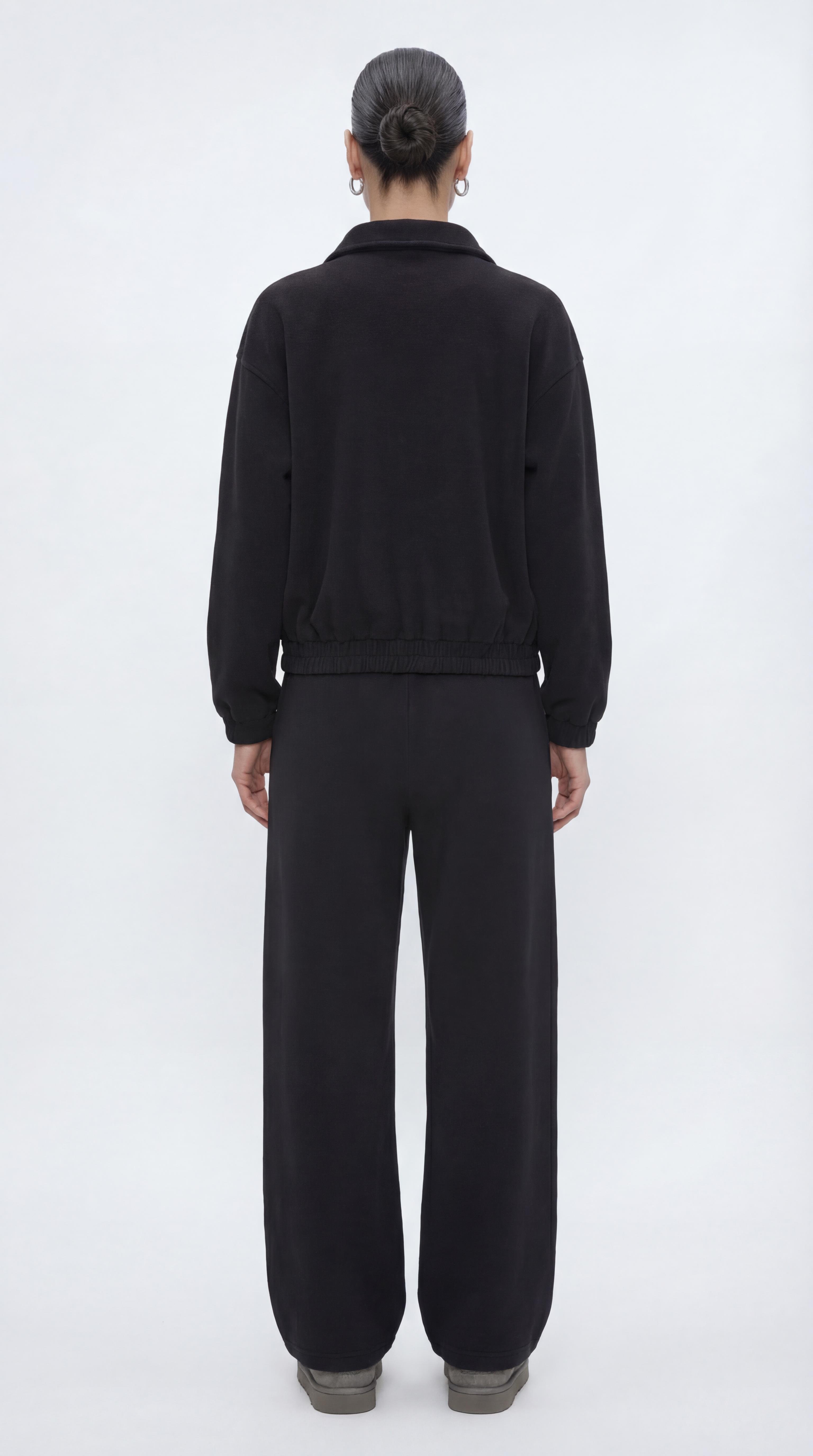 Siyah-ML58027 Fermuarlı Süet Örme Bomber
