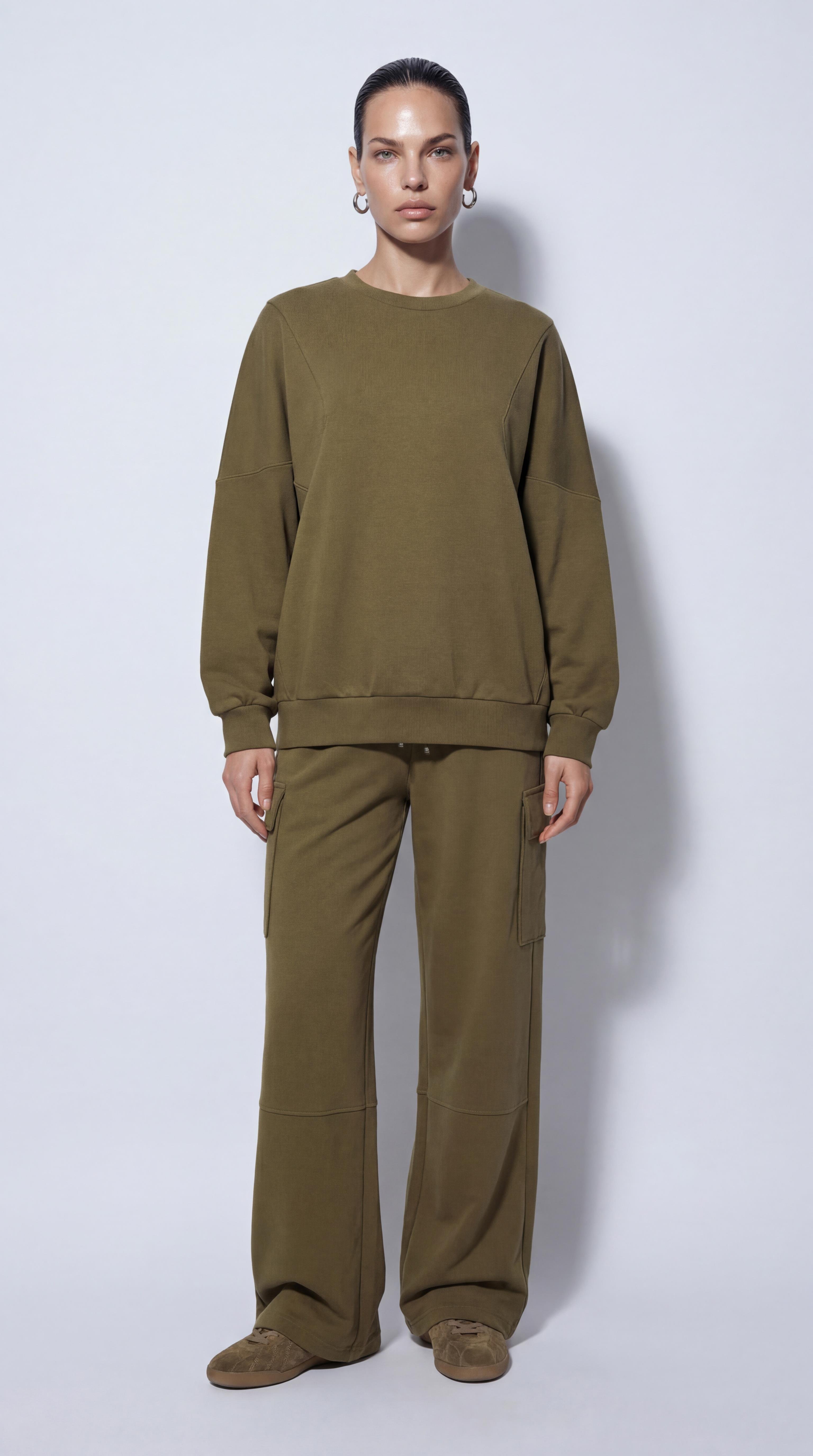 Yeşil-ML28057 Over Sweatshirt