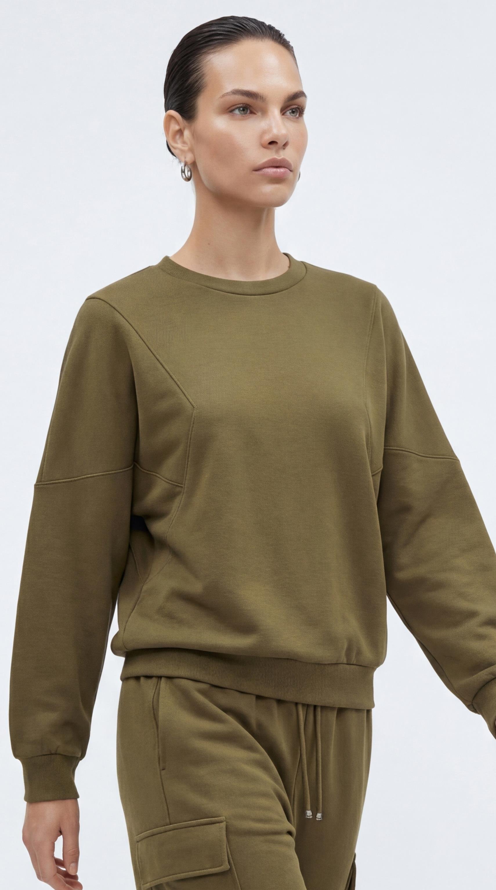 Yeşil-ML28057 Over Sweatshirt