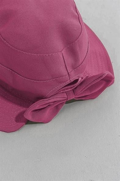 BRODY Fuşya Keten Fiyonk Detaylı Bucket Kadın Şapka