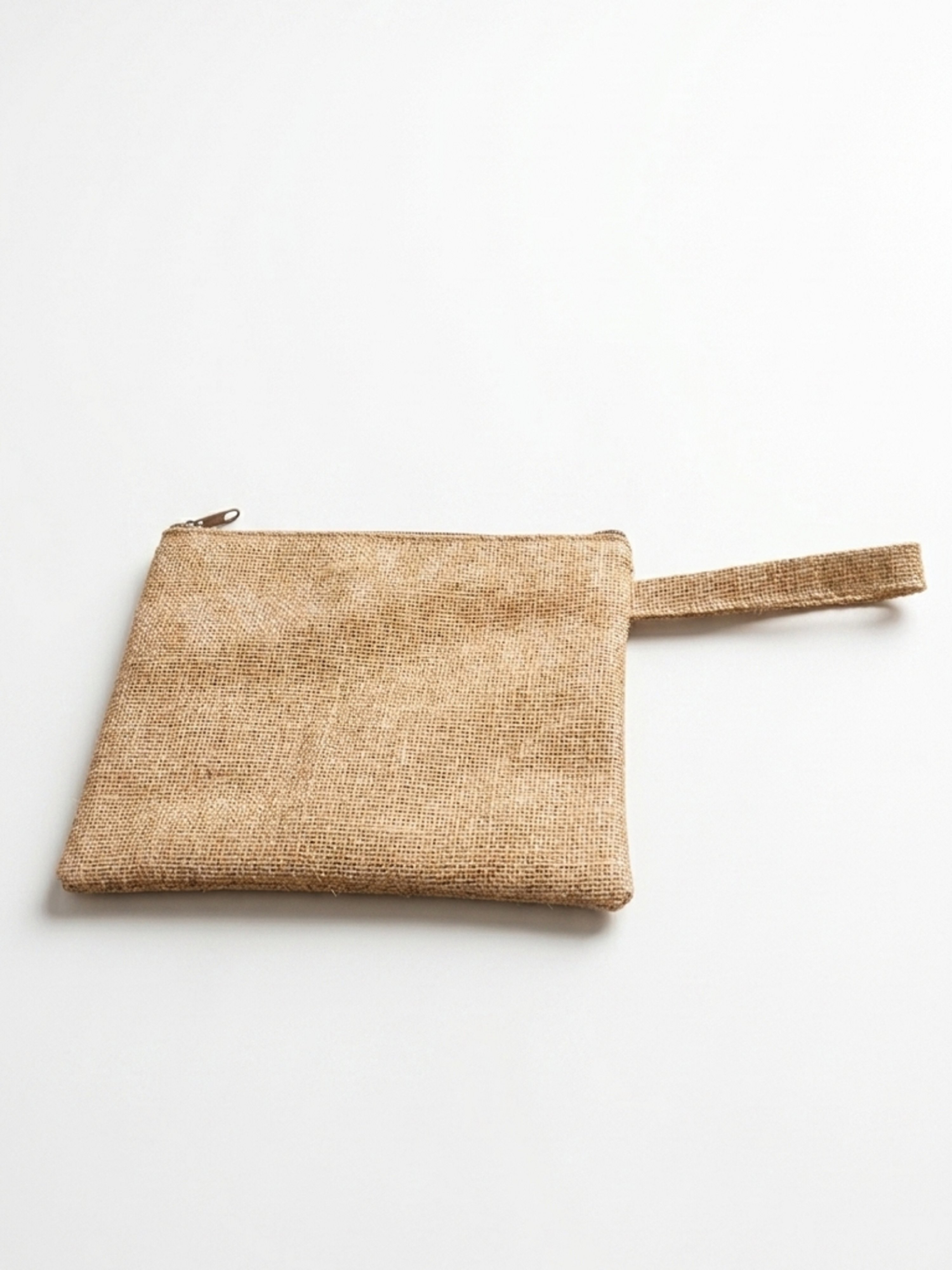 Kadın Jüt Hasır Kumaş Fermuarlı Portföy Clutch El Çantası