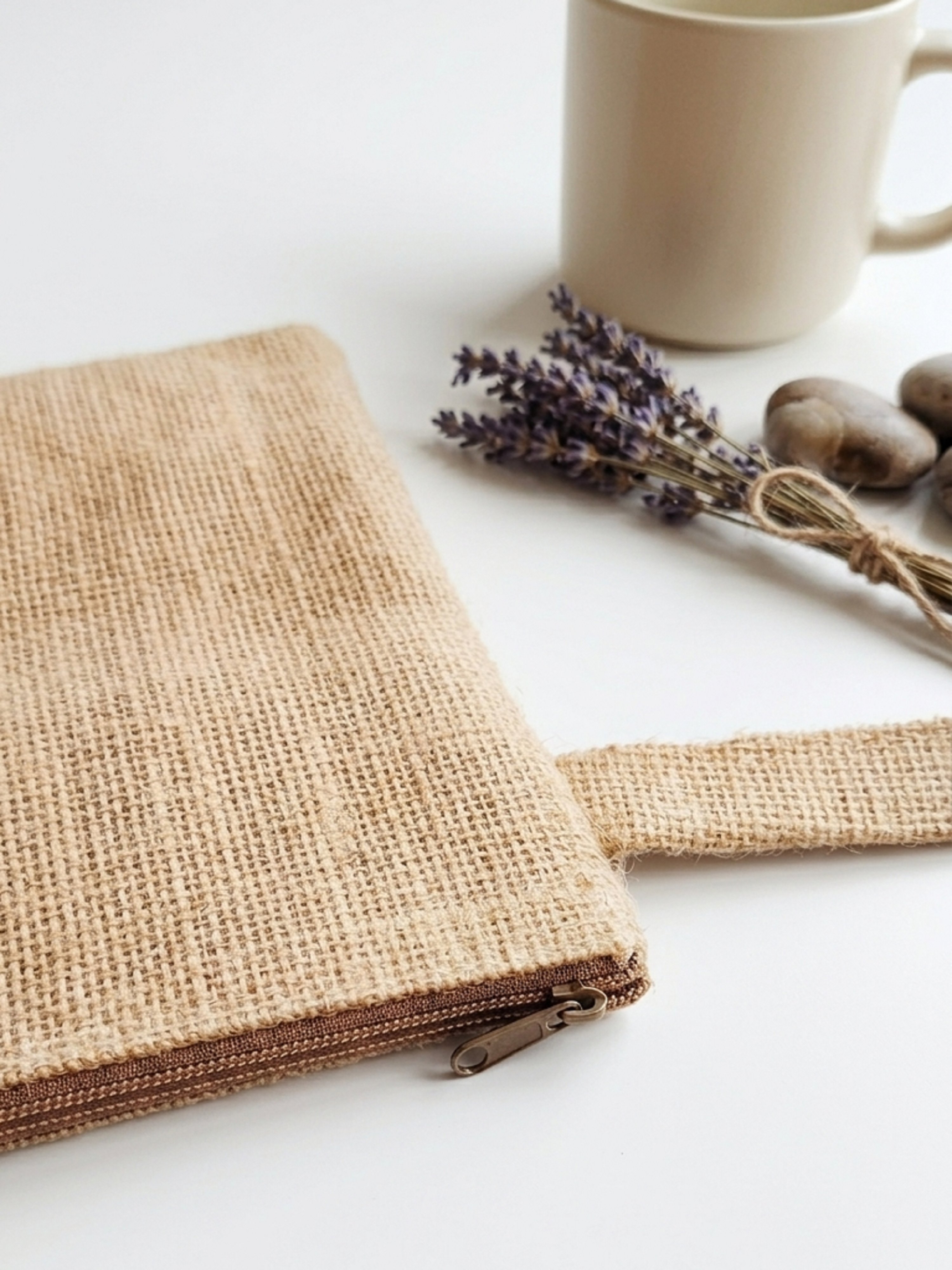 Kadın Jüt Hasır Kumaş Fermuarlı Portföy Clutch El Çantası