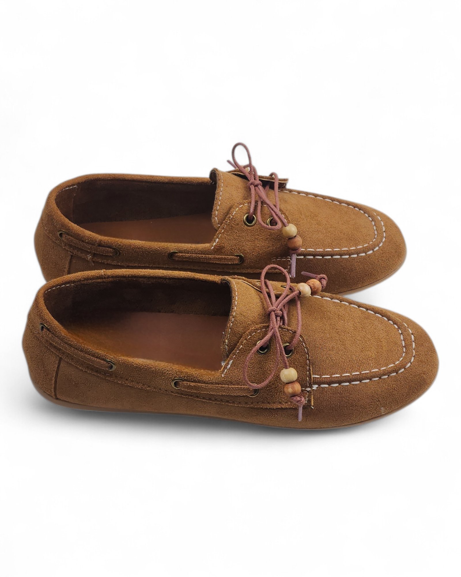 Kadın Taba Süet Görünümlü Bağcıklı Günlük Düz Loafer Ayakkabı