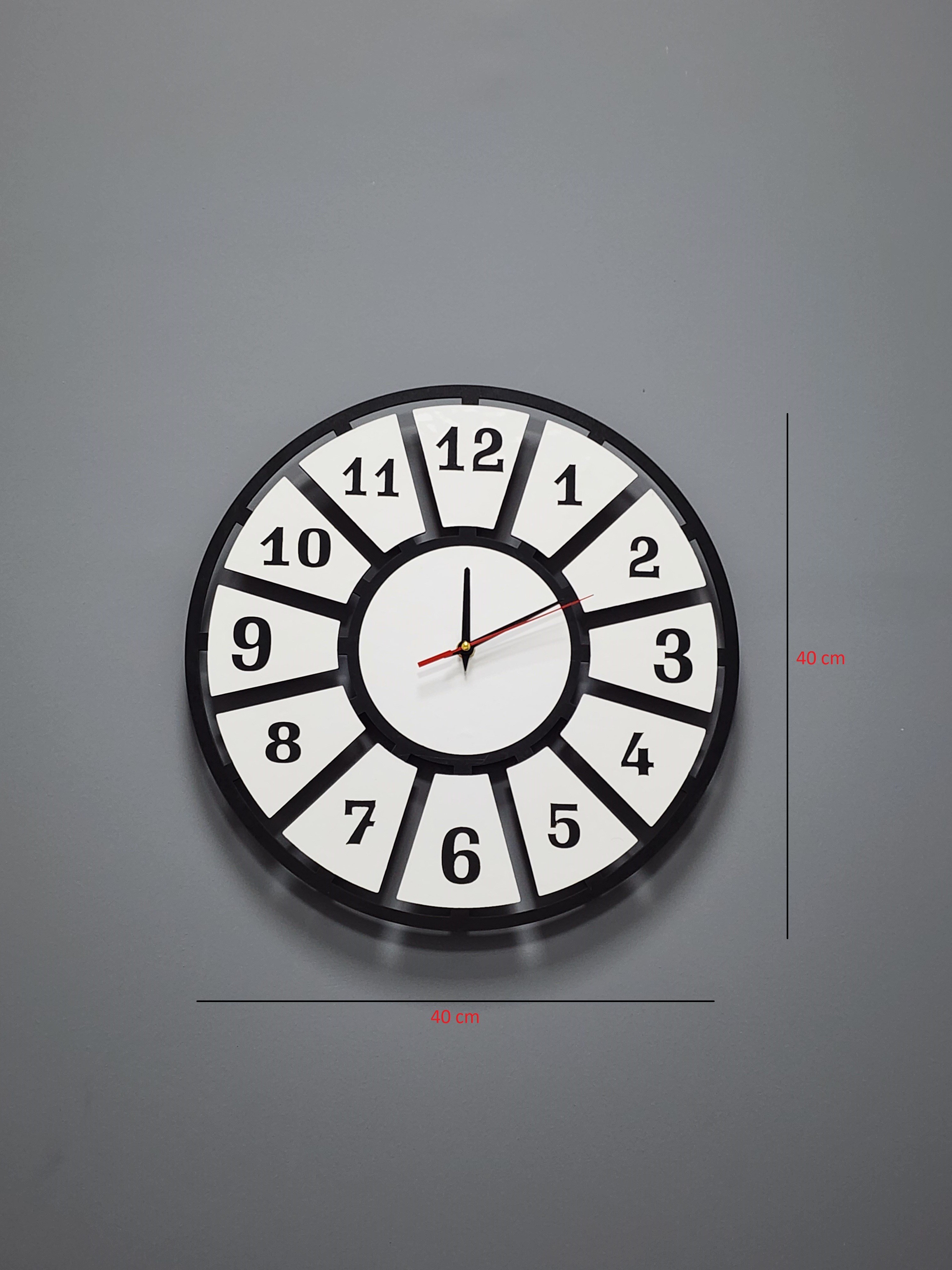 Minimal Style Siyah-Beyaz Dekoratif Duvar Saati - Sessiz Mekanizma