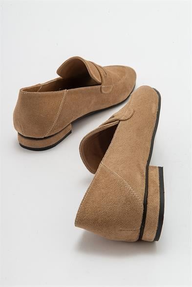 ORFEO Bej Süet Loafer Casual Kadın Ayakkabı