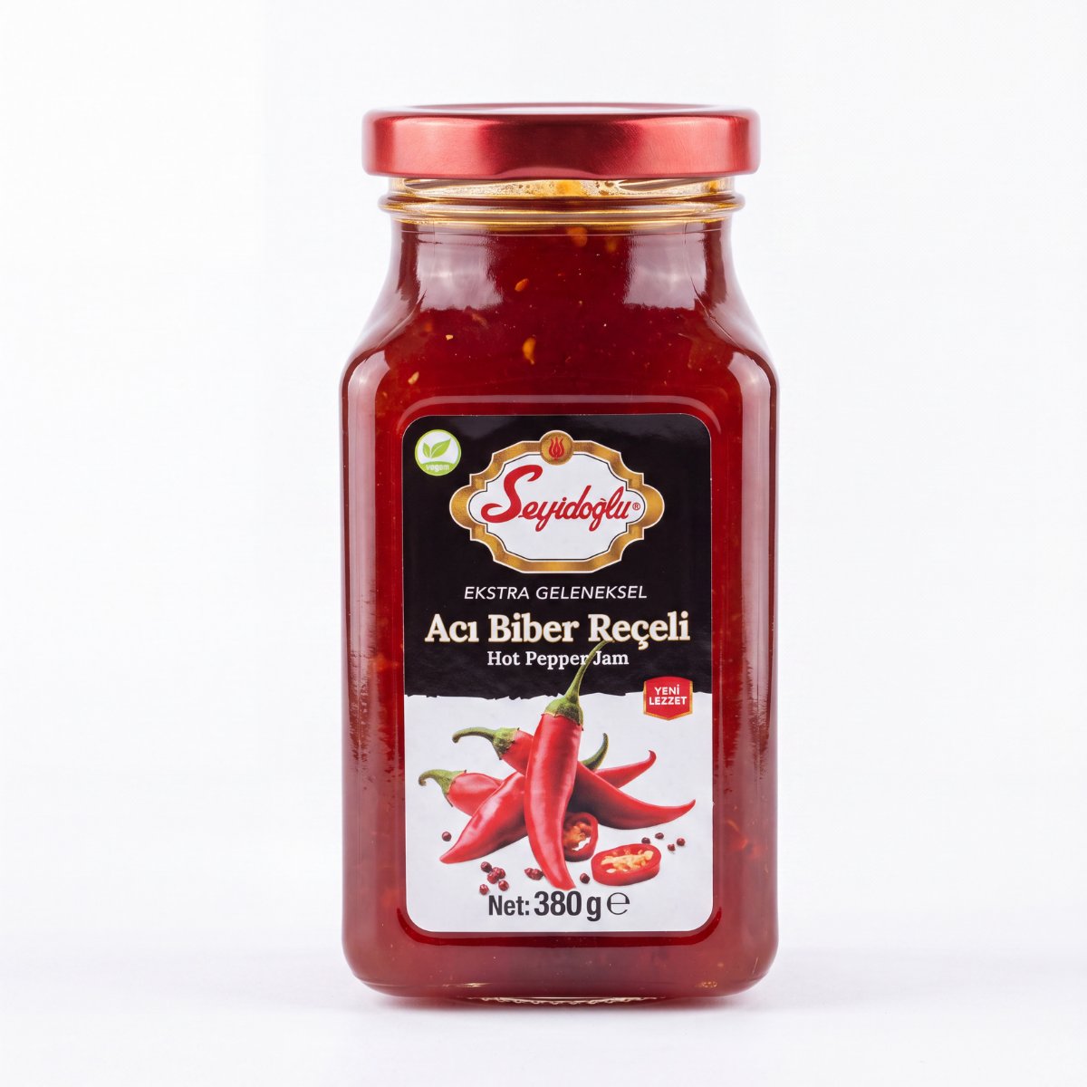 Seyidoğlu Acı Biber Reçeli 380g cam kavanoz, ekstra geleneksel katkısız hot pepper jam