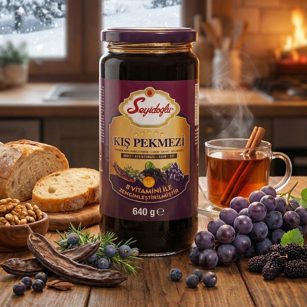 Seyidoğlu Kış Pekmezi 640 g – Andız, Keçiboynuzu, Üzüm ve Dut Karışımı