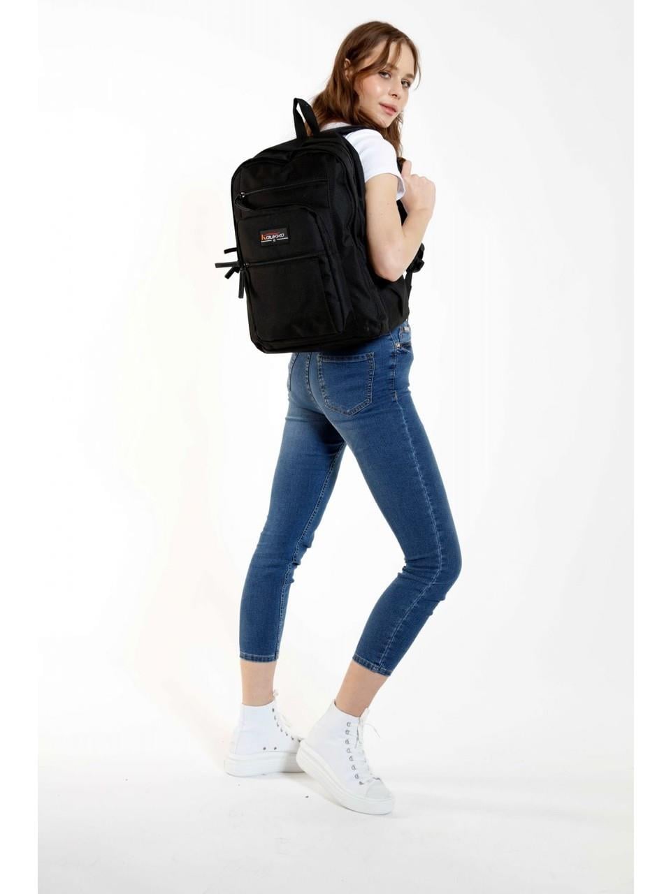 Kaukko Full Pocket Okul ve Günlük Sırt Çantası - Siyah