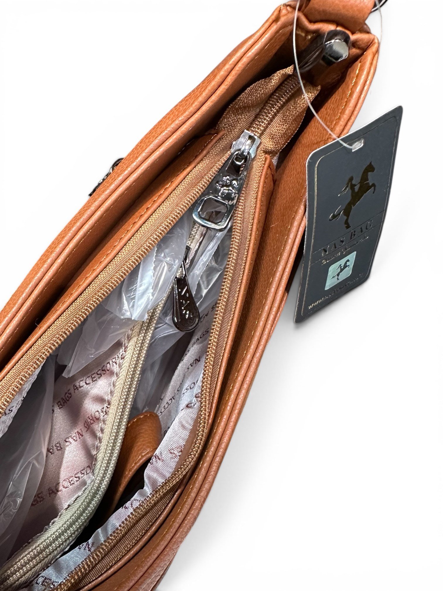 Nas Bag Çok Gözlü Baget Model Kadın Kol ve Çapraz Çanta Taba