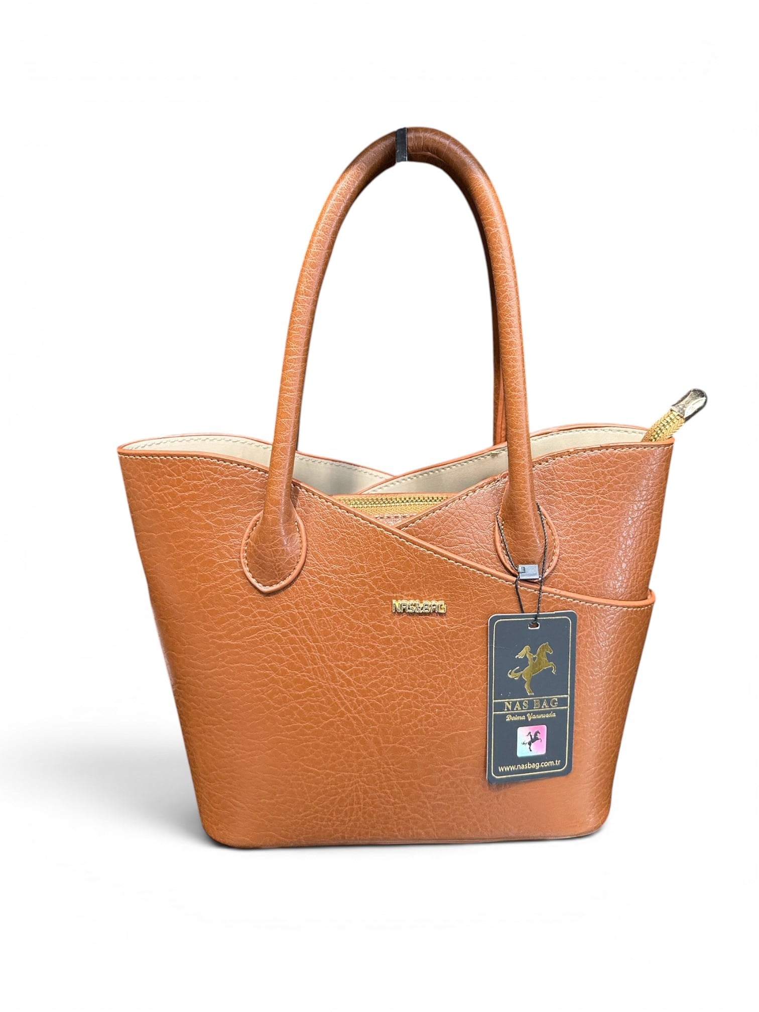 Nas Bag Kadın El ve Omuz Çantası Premium Seri Taba 