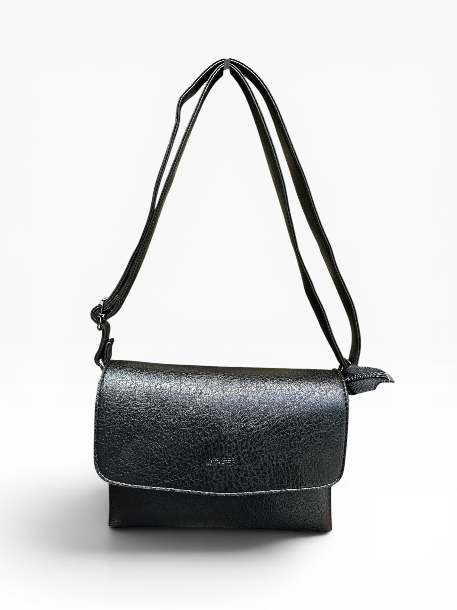 Nas Bag Kapaklı İçi Çok Cepli Çapraz Askılı Kadın Omuz Çantası Siyah