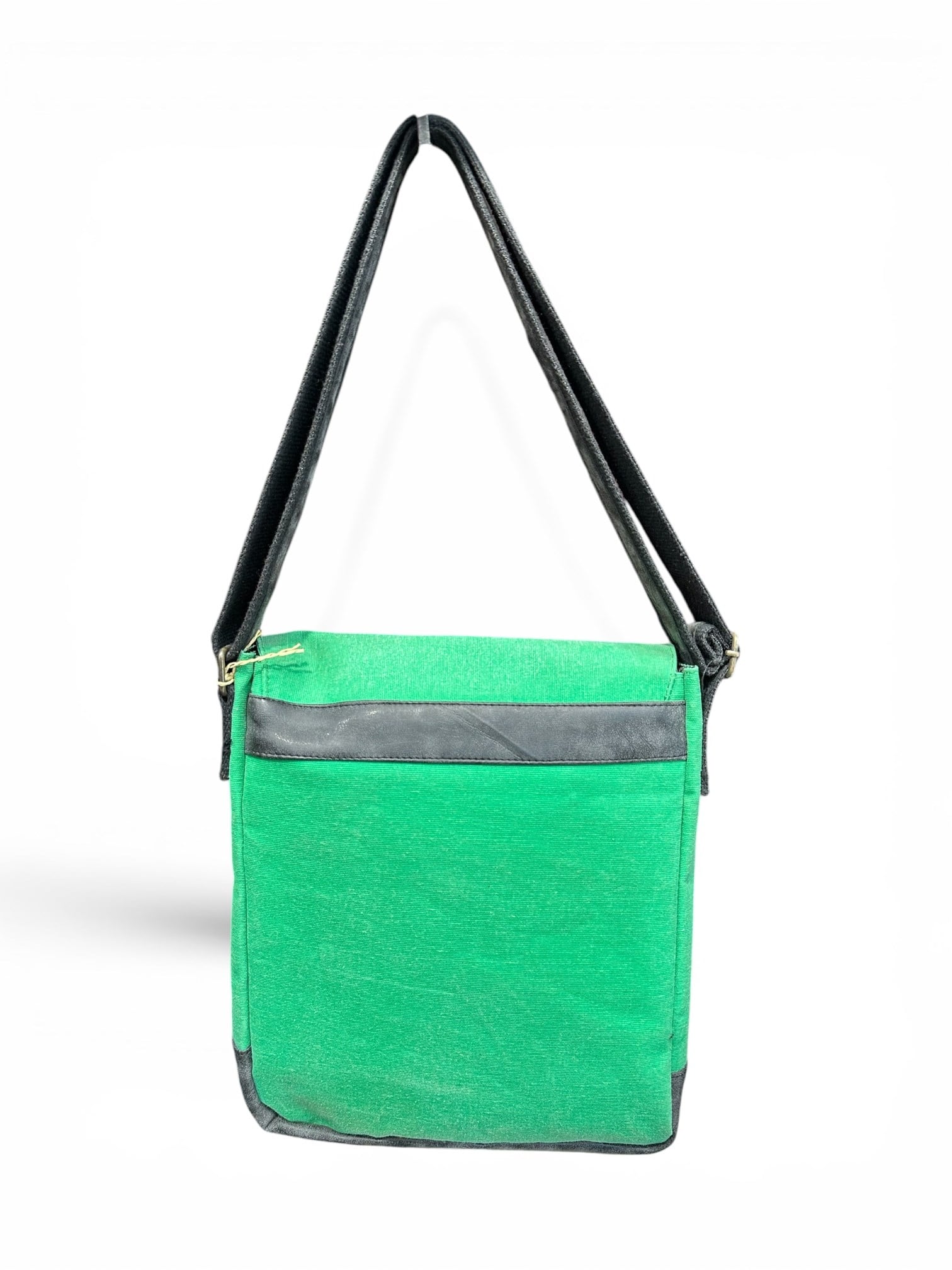 Old Cotton Cargo Bags Dikey Eskitme Kumaş Kanvas Postacı Omuz Çantası Unisex 7112 WESTERN Yeşil